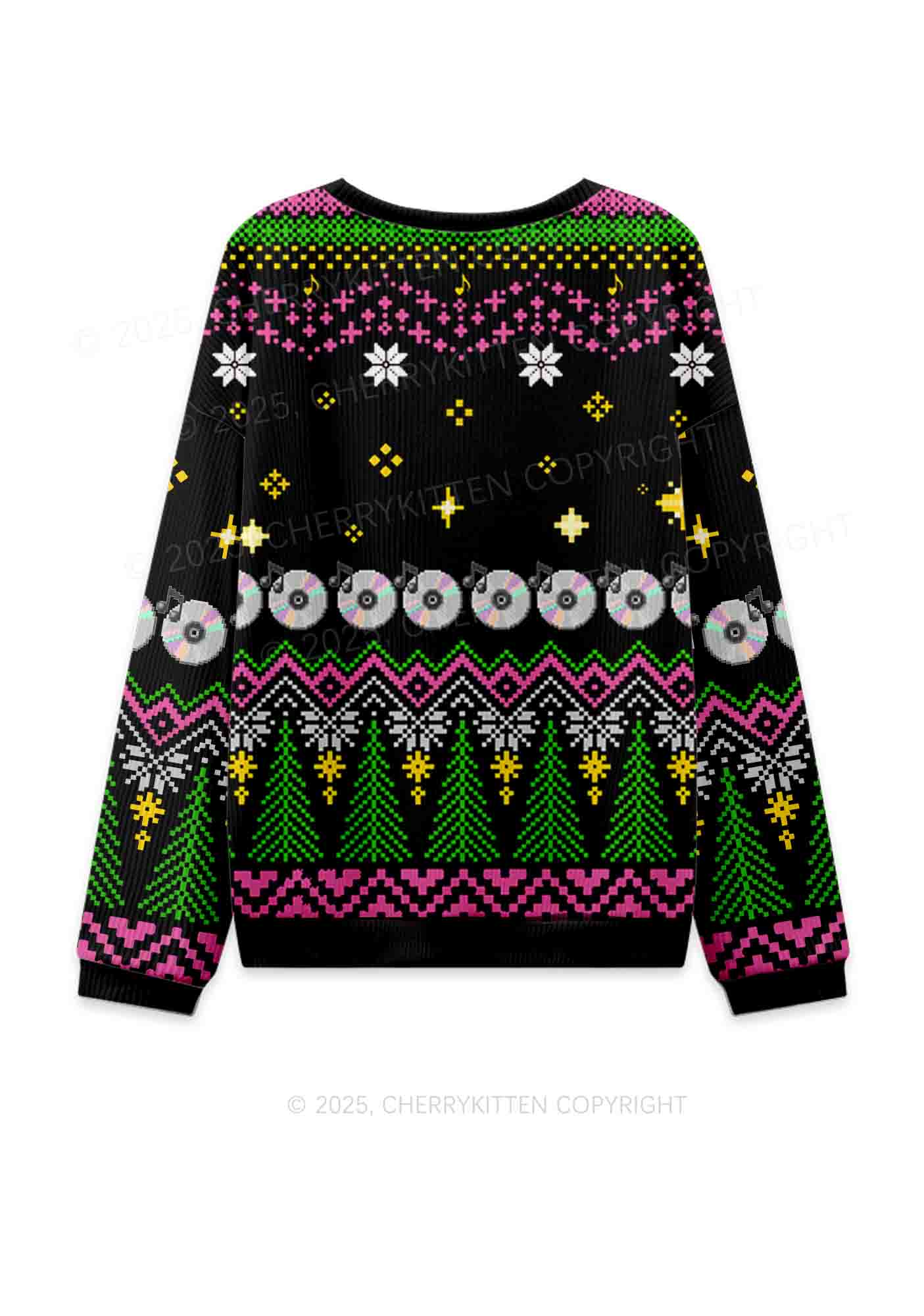 Ride A DJ Y2K Christmas Knit Sweatshirt Cherrykitten - Image 2