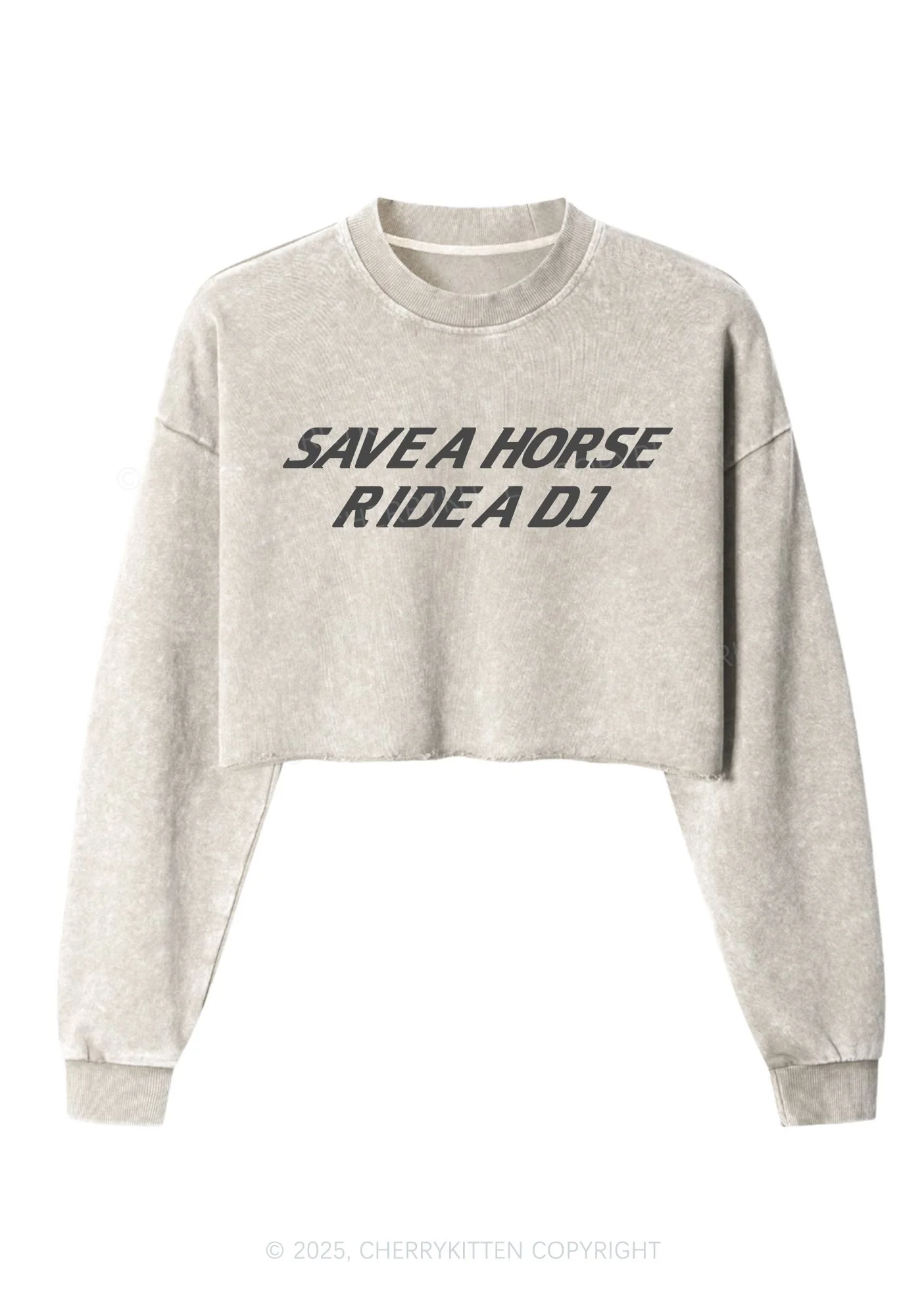 Ride A DJ Y2K Crop Washed Sweatshirts Cherrykitten - Image 3
