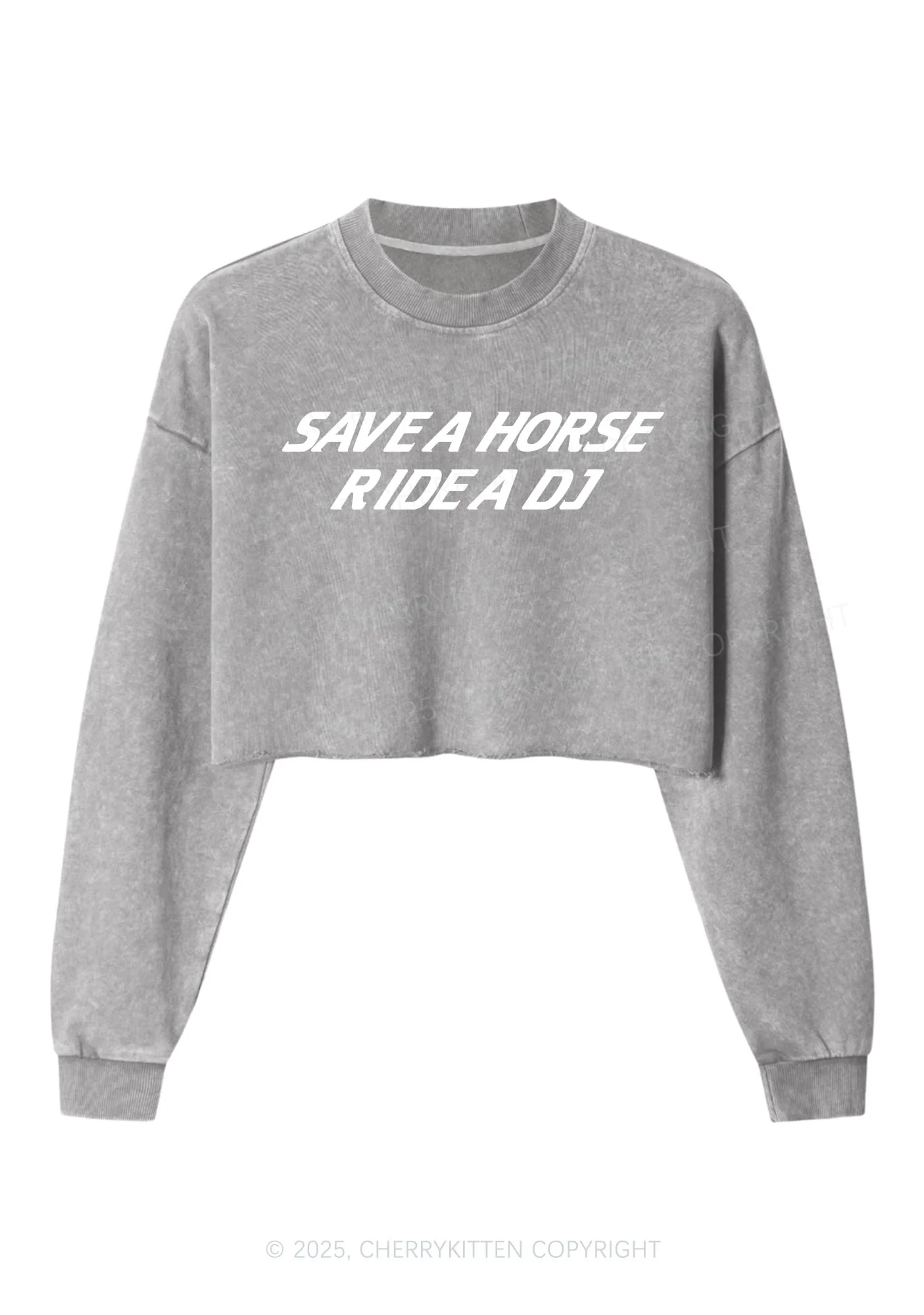 Ride A DJ Y2K Crop Washed Sweatshirts Cherrykitten - Image 4