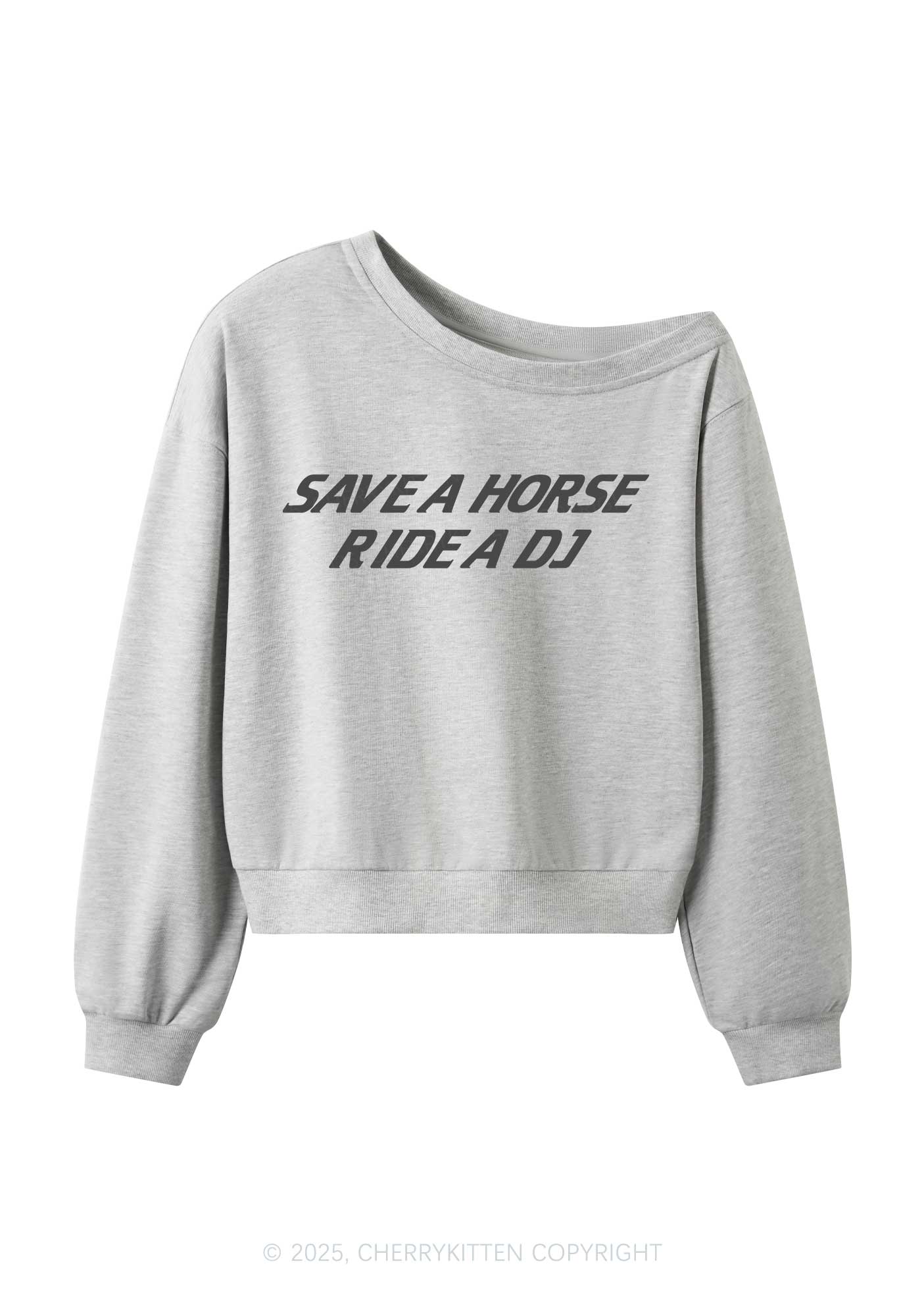Ride A DJ Y2K Off Shoulder Sweatshirts Cherrykitten - Image 3