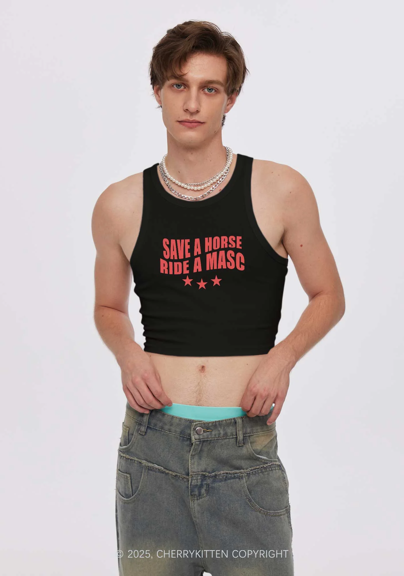 Ride A Masc Pride Y2K Crop Tank Top Cherrykitten - Image 2