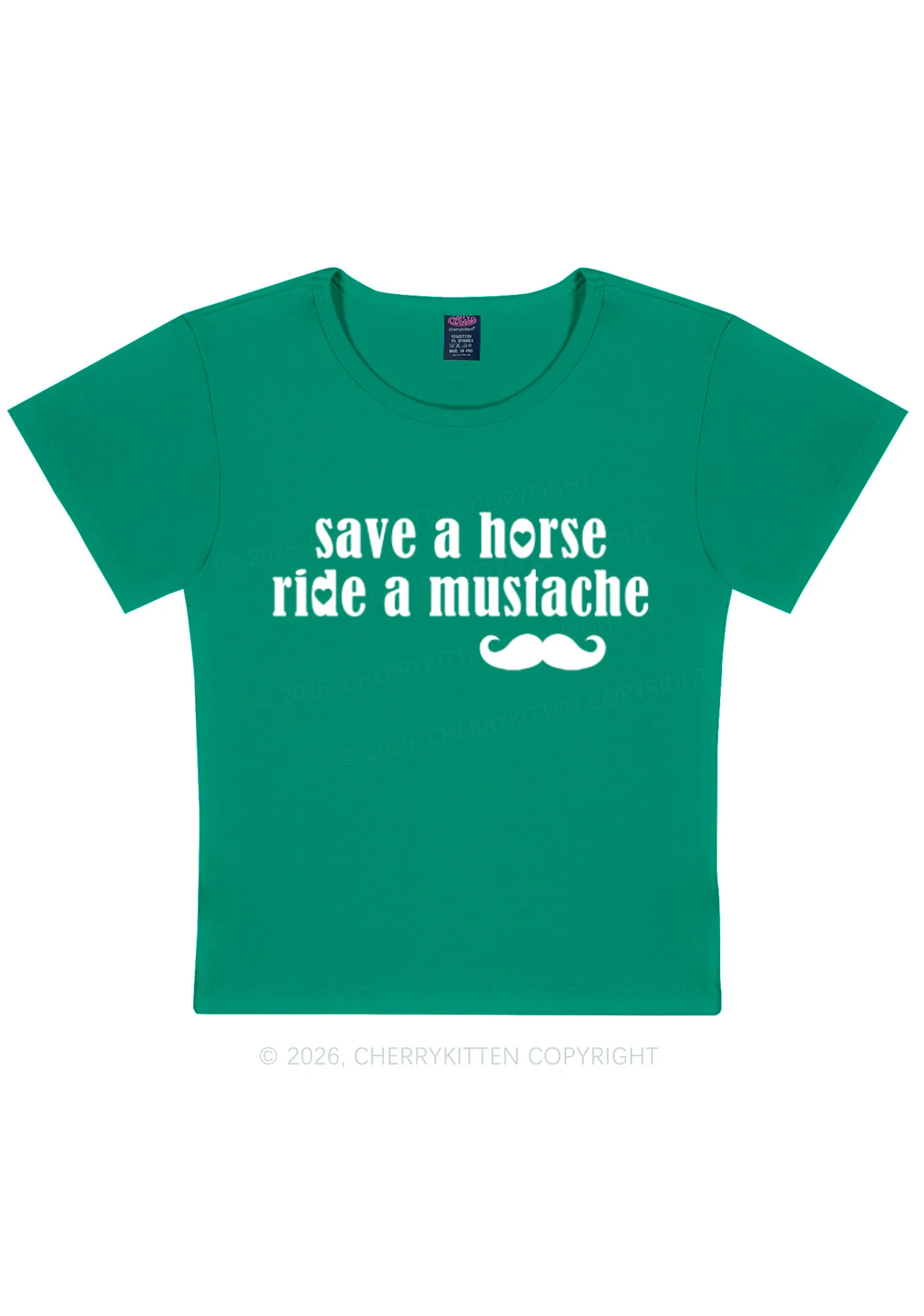 Ride A Mustache Valentine's Day Y2K Baby Tee Cherrykitten - Image 10