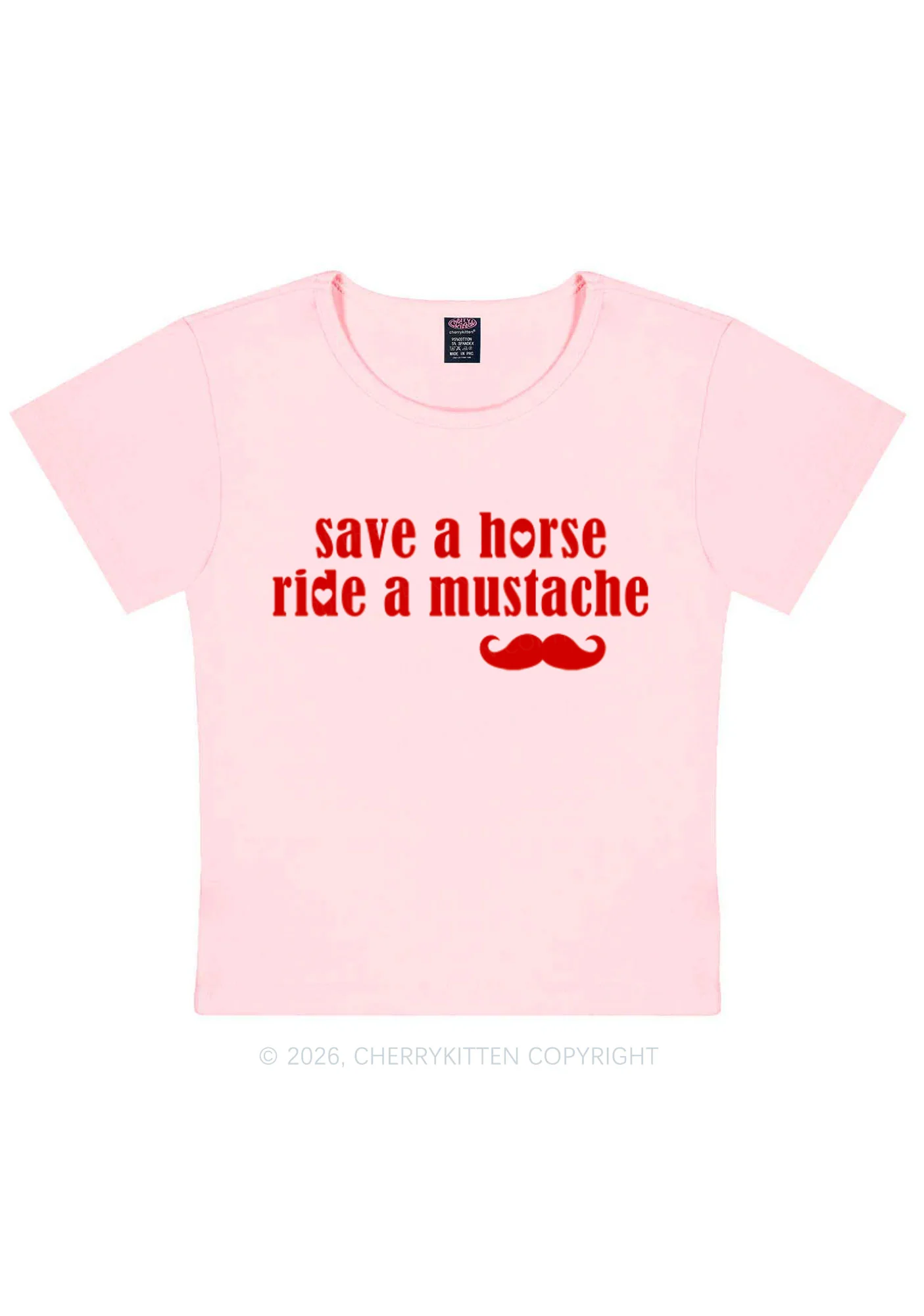 Ride A Mustache Valentine's Day Y2K Baby Tee Cherrykitten - Image 11