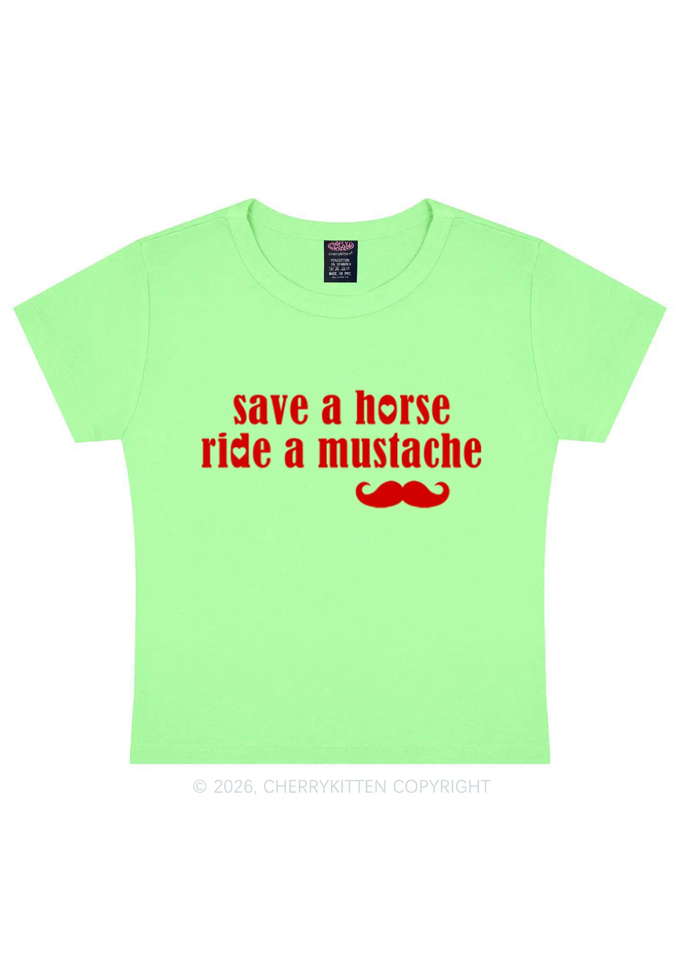 Ride A Mustache Valentine's Day Y2K Baby Tee Cherrykitten - Image 12
