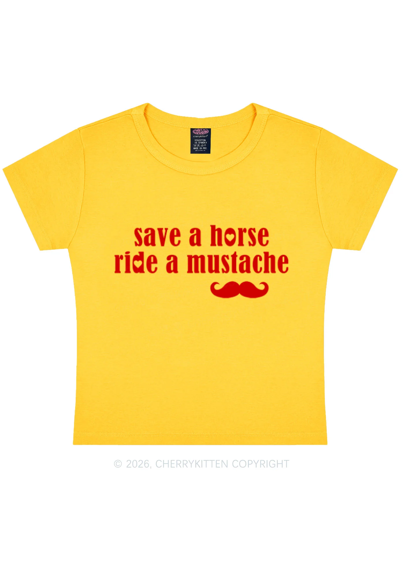 Ride A Mustache Valentine's Day Y2K Baby Tee Cherrykitten - Image 4