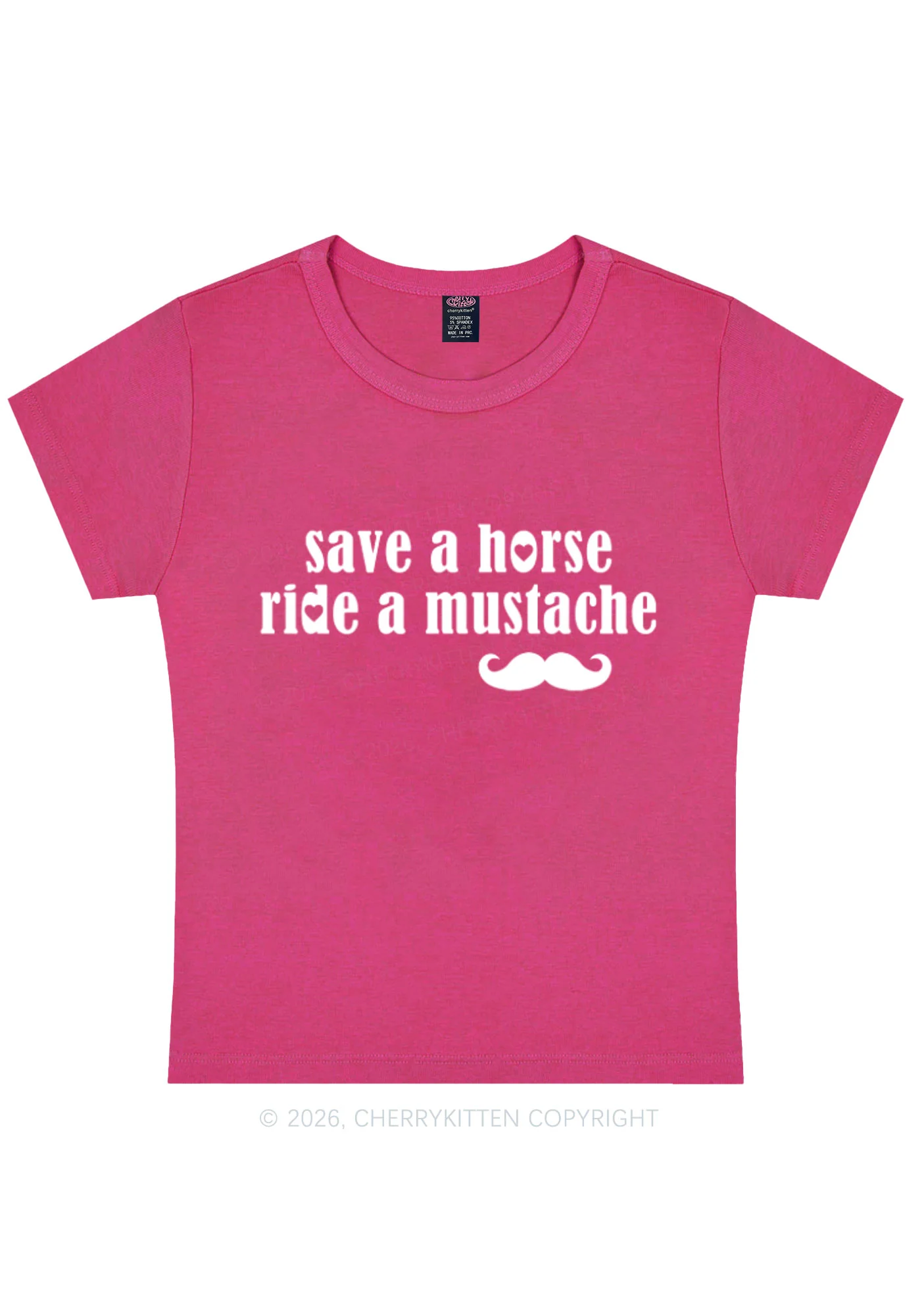 Ride A Mustache Valentine's Day Y2K Baby Tee Cherrykitten - Image 6