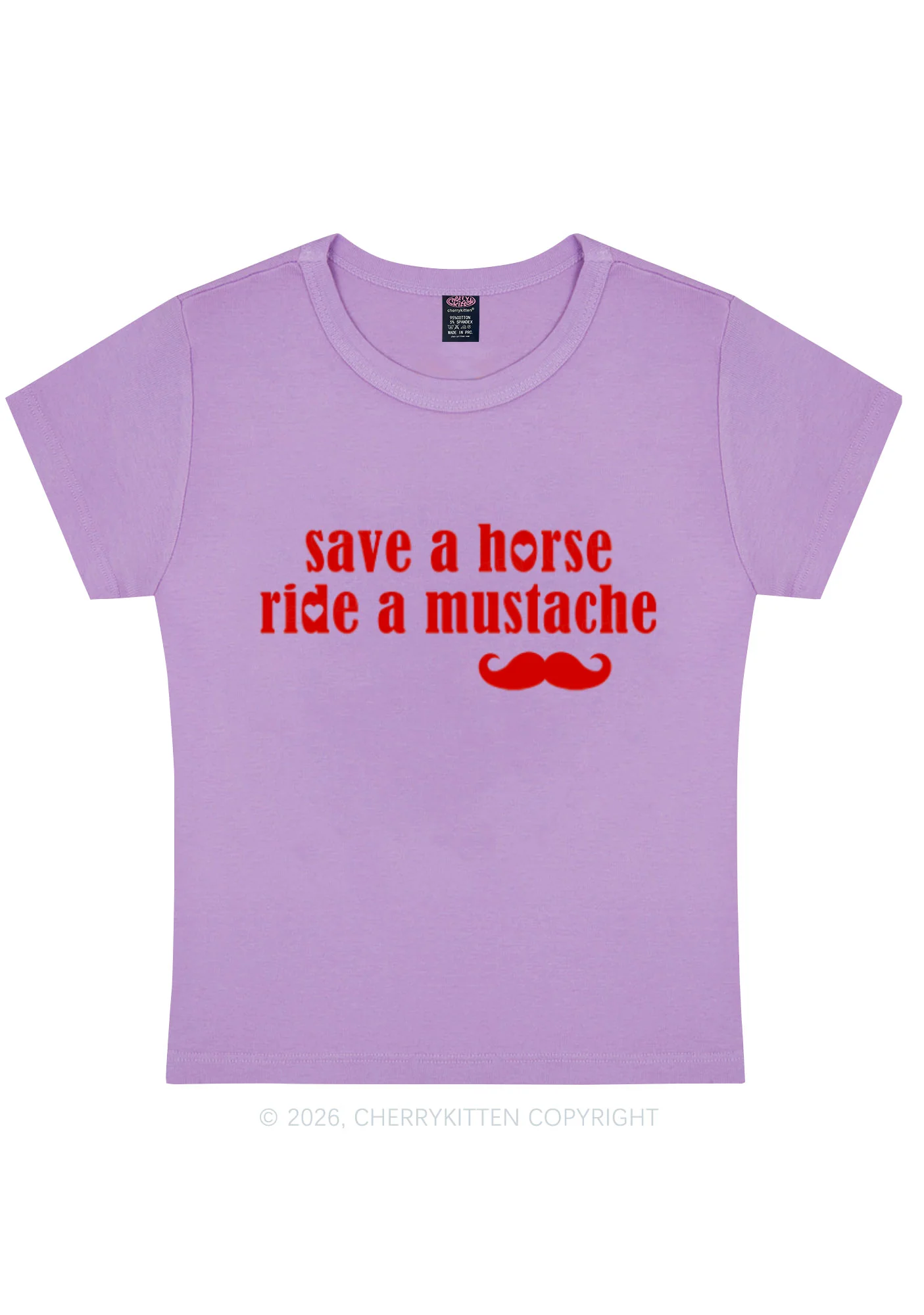 Ride A Mustache Valentine's Day Y2K Baby Tee Cherrykitten - Image 7