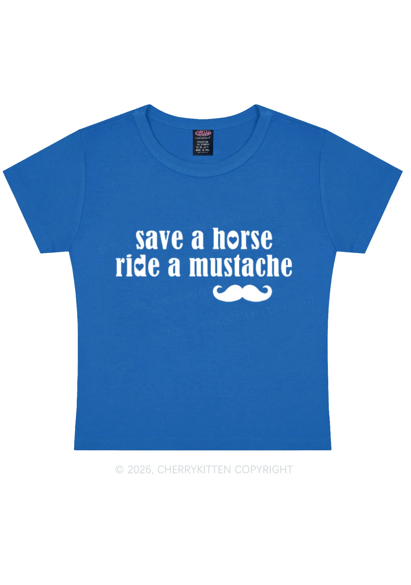 Ride A Mustache Valentine's Day Y2K Baby Tee Cherrykitten - Image 8