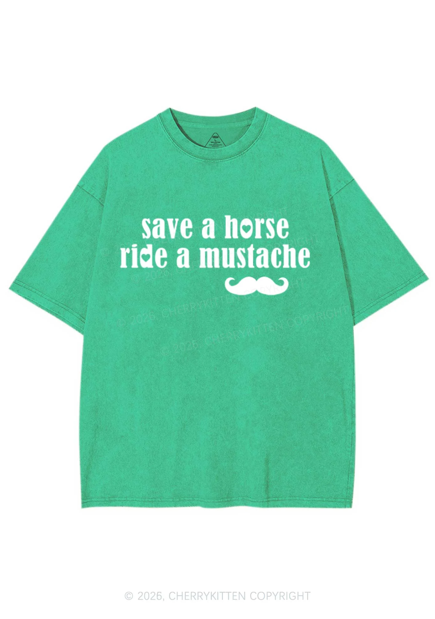 Ride A Mustache Valentine's Day Y2K Shirts Washed Tee Cherrykitten - Image 7