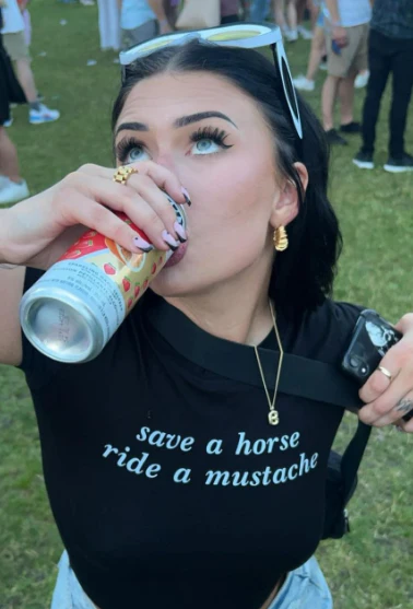 Ride A Mustache Y2K Baby Tee Cherrykitten - Image 4