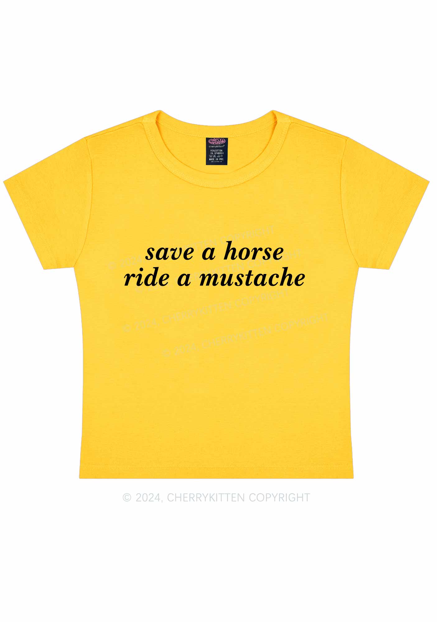 Ride A Mustache Y2K Baby Tee Cherrykitten - Image 8