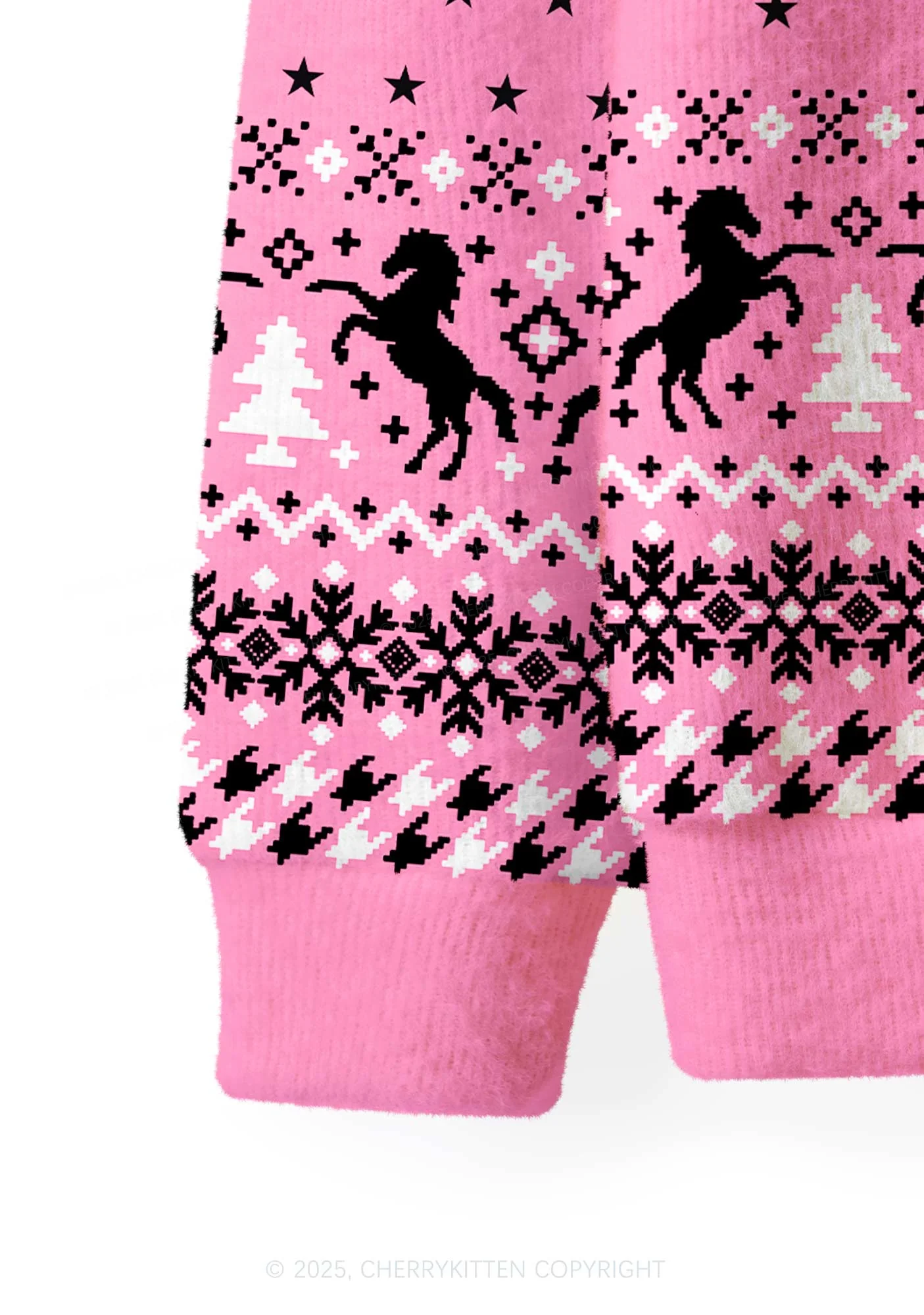 Ride A Mustache Y2K Christmas Cardigan Knit Sweatshirt Cherrykitten - Image 4