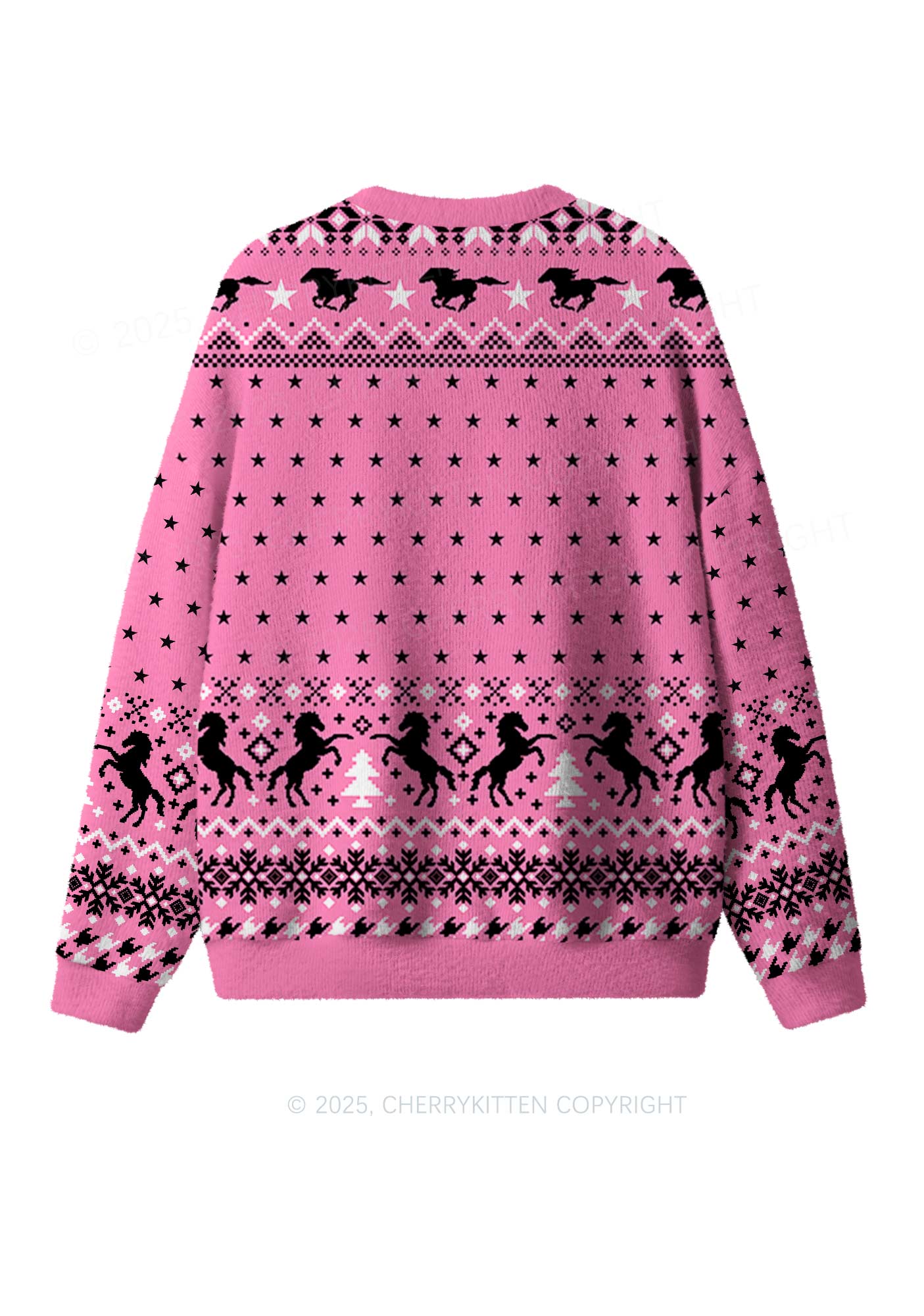 Ride A Mustache Y2K Christmas Knit Sweatshirt Cherrykitten - Image 3