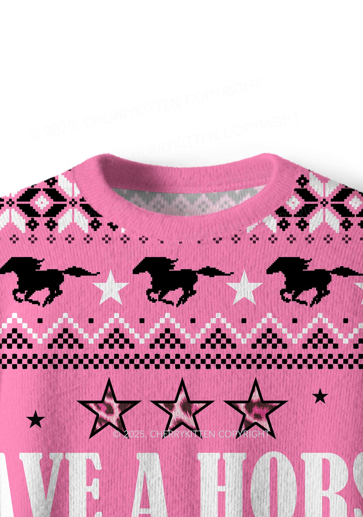 Ride A Mustache Y2K Christmas Knit Sweatshirt Cherrykitten - Image 5