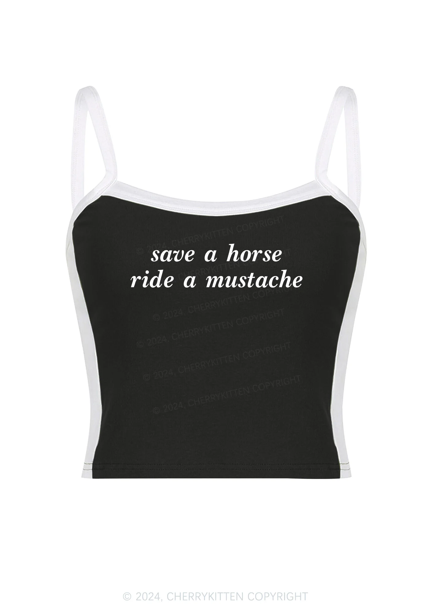 Ride A Mustache Y2K Color Block Crop Cami Top Cherrykitten - Image 2