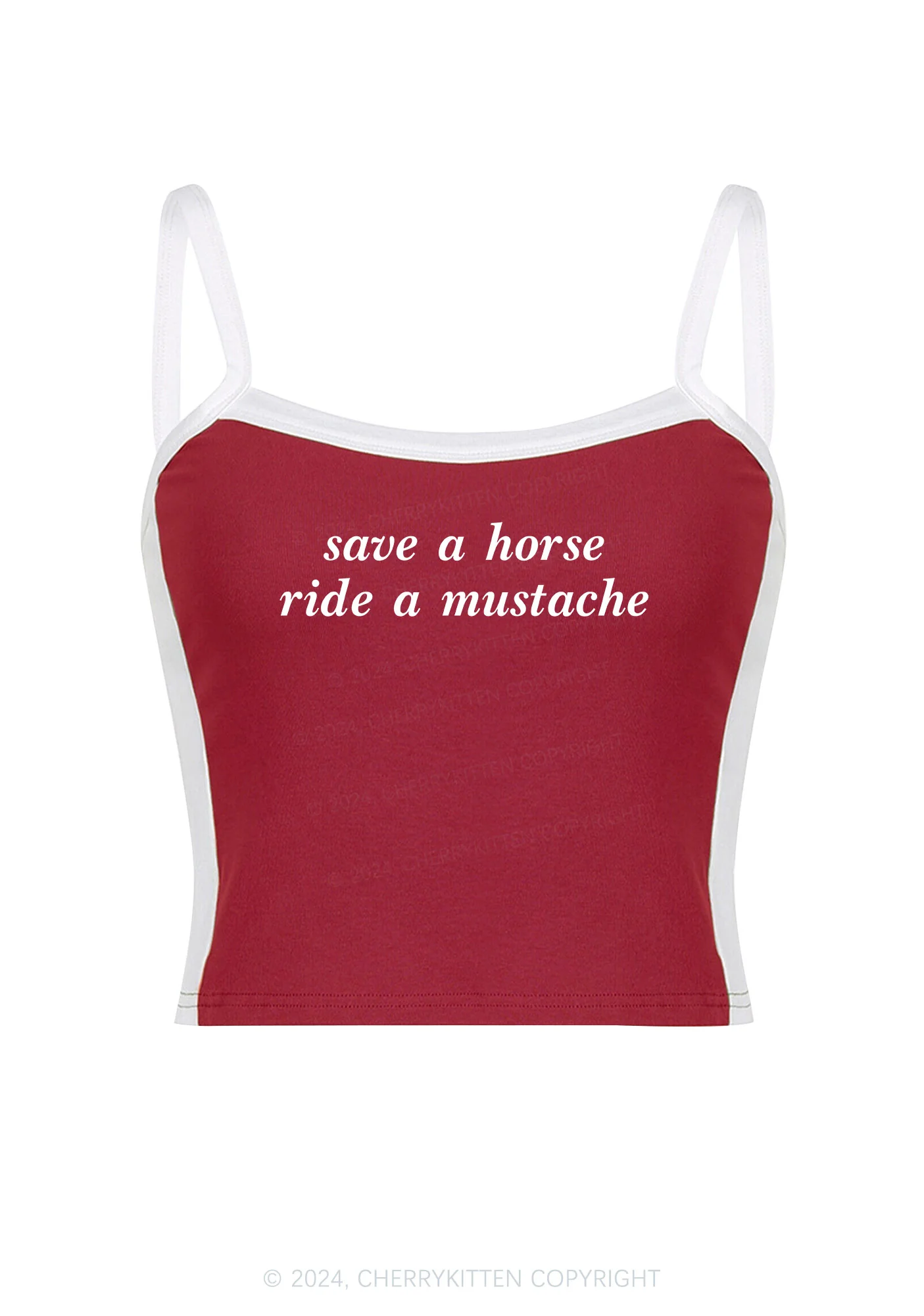 Ride A Mustache Y2K Color Block Crop Cami Top Cherrykitten - Image 3