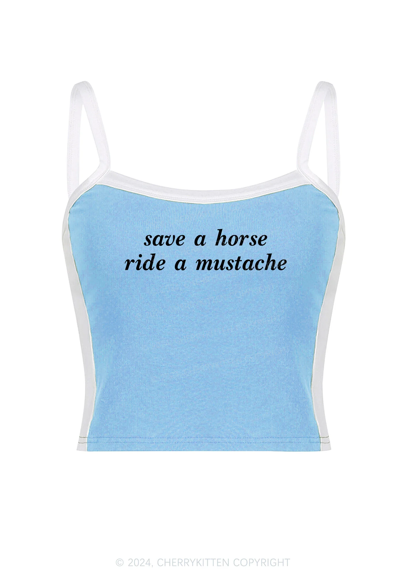Ride A Mustache Y2K Color Block Crop Cami Top Cherrykitten - Image 4