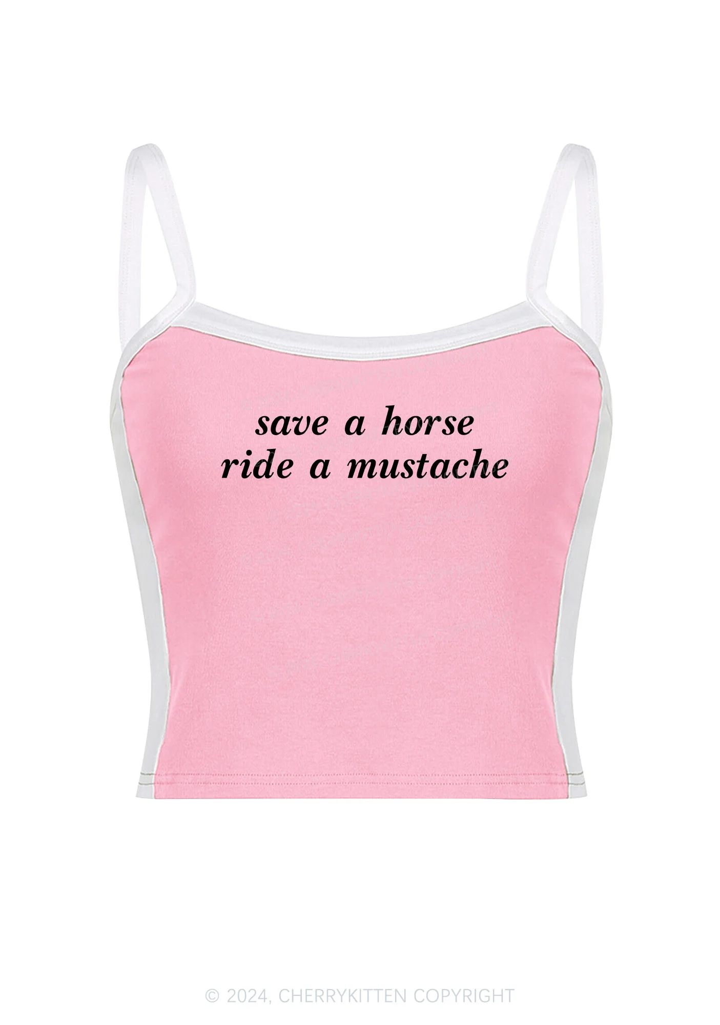 Ride A Mustache Y2K Color Block Crop Cami Top Cherrykitten - Image 5