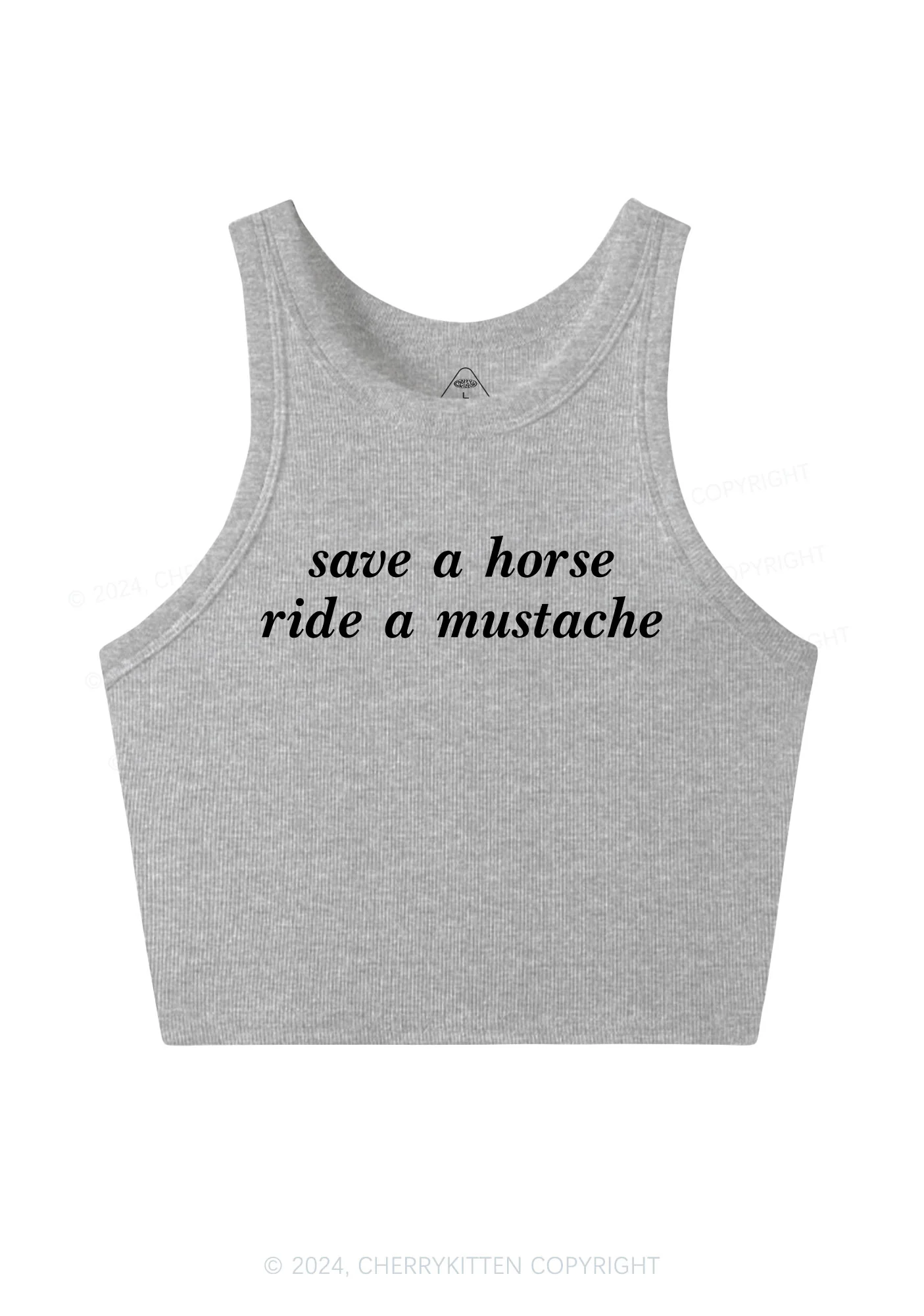 Ride A Mustache Y2K Crop Tank Top Cherrykitten - Image 5
