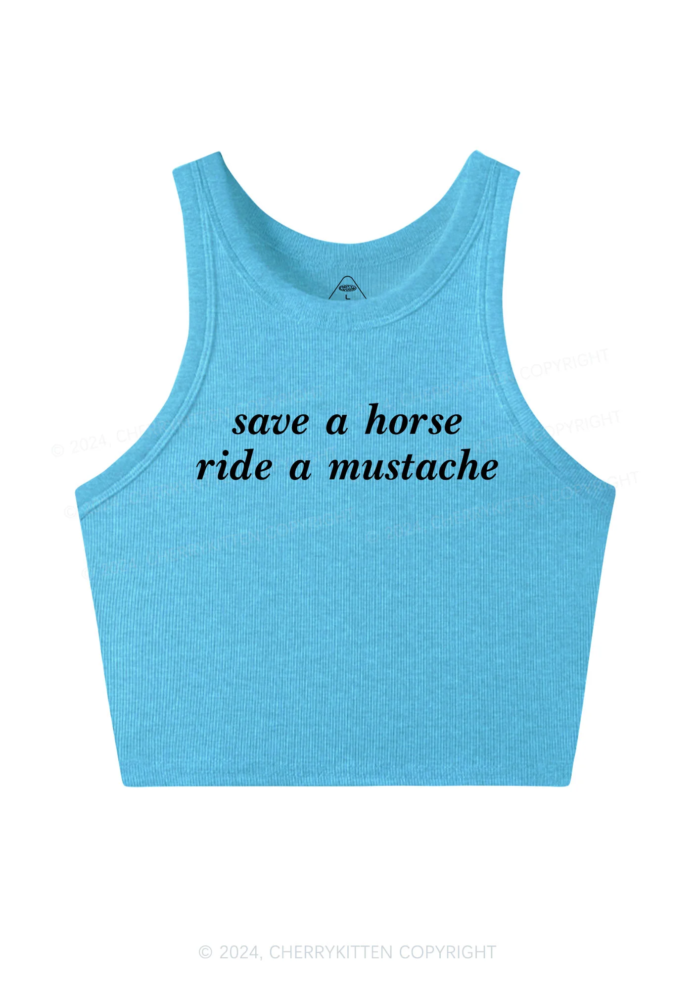Ride A Mustache Y2K Crop Tank Top Cherrykitten - Image 6