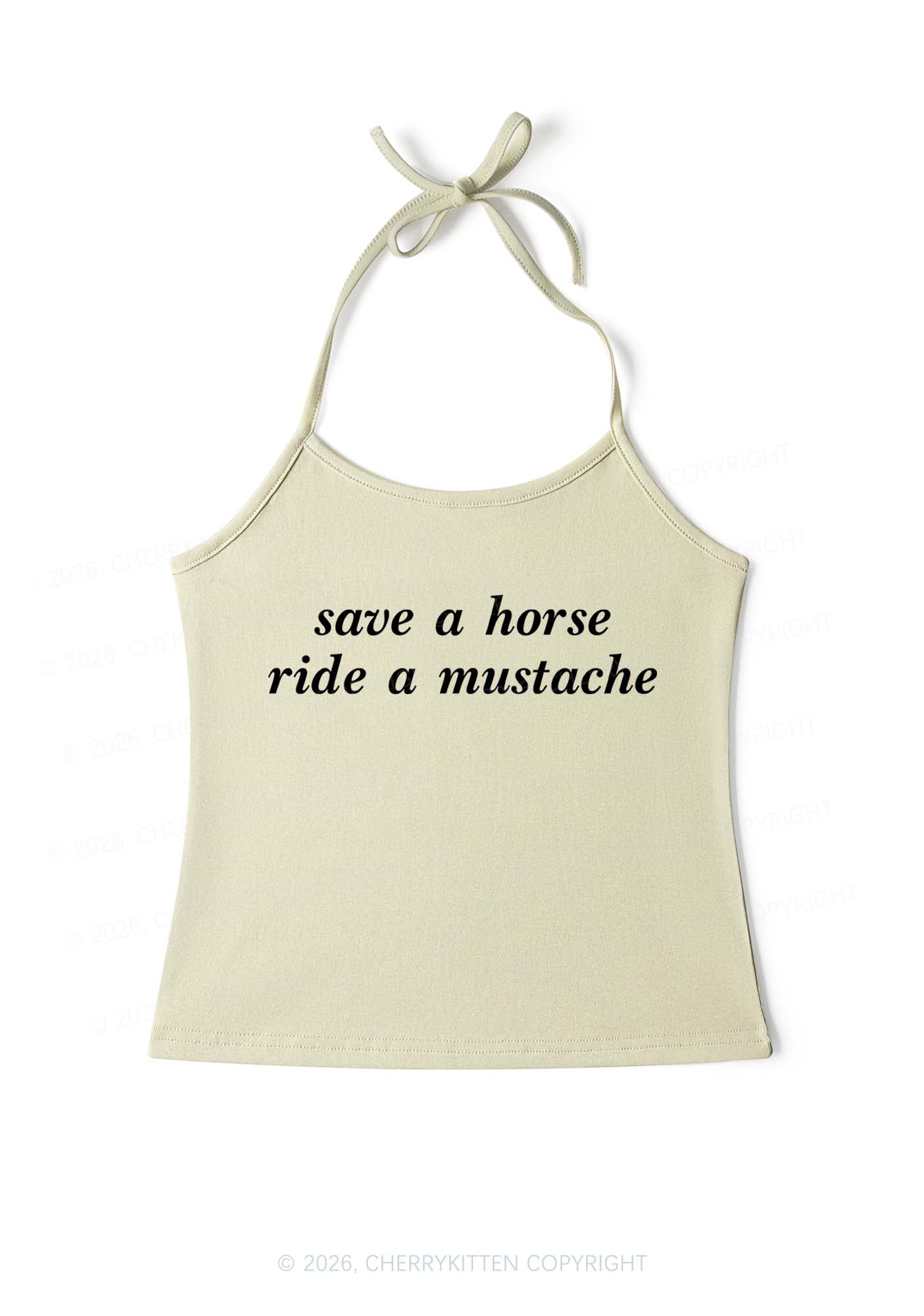 Ride A Mustache Y2K Halter Neck Cami Cherrykitten - Image 11