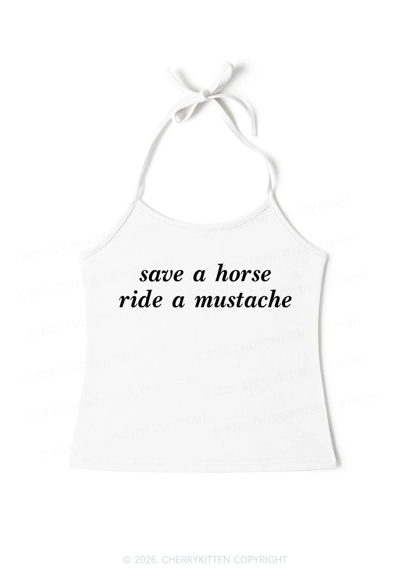 Ride A Mustache Y2K Halter Neck Cami Cherrykitten - Image 3