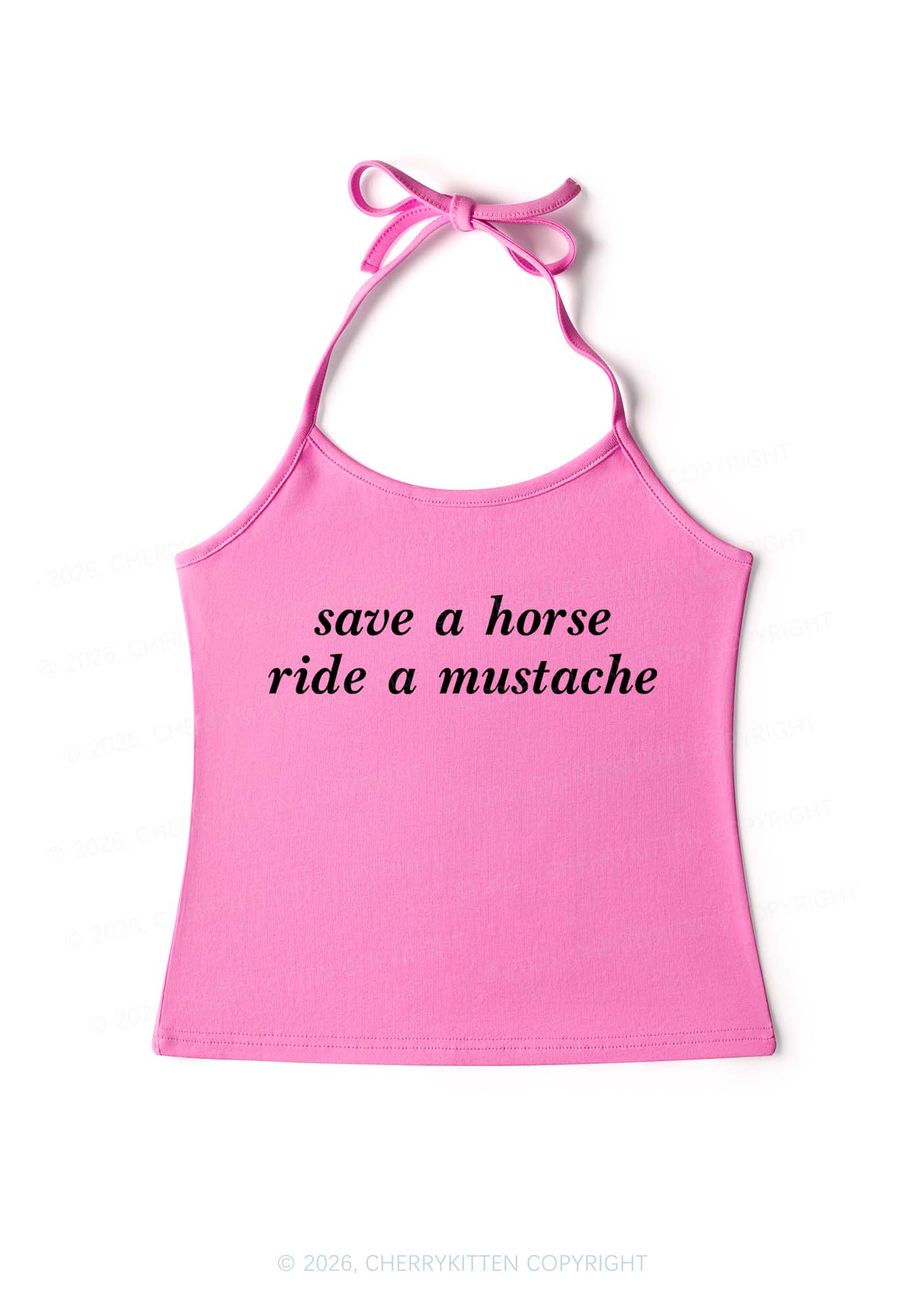 Ride A Mustache Y2K Halter Neck Cami Cherrykitten - Image 4