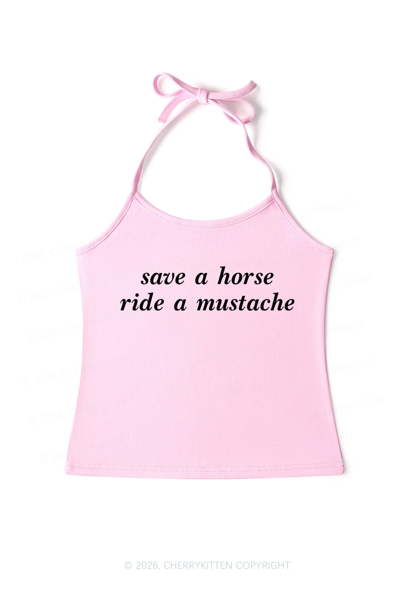 Ride A Mustache Y2K Halter Neck Cami Cherrykitten - Image 5