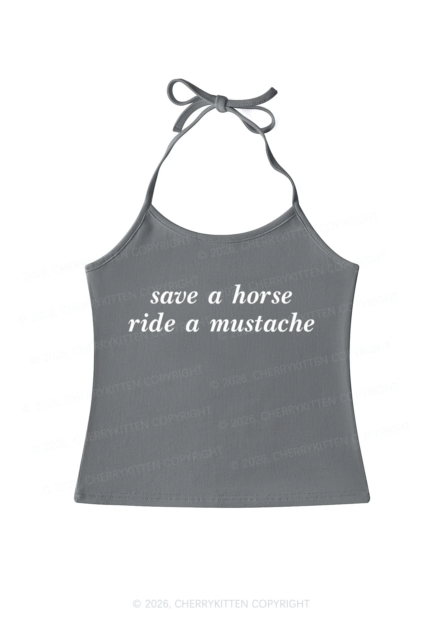 Ride A Mustache Y2K Halter Neck Cami Cherrykitten - Image 9