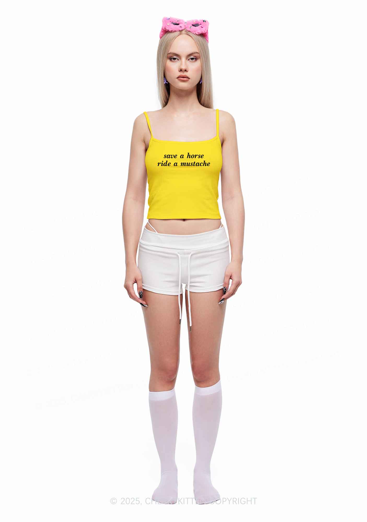 Ride A Mustache Y2K Spaghetti Strap Cami Cherrykitten - Image 2