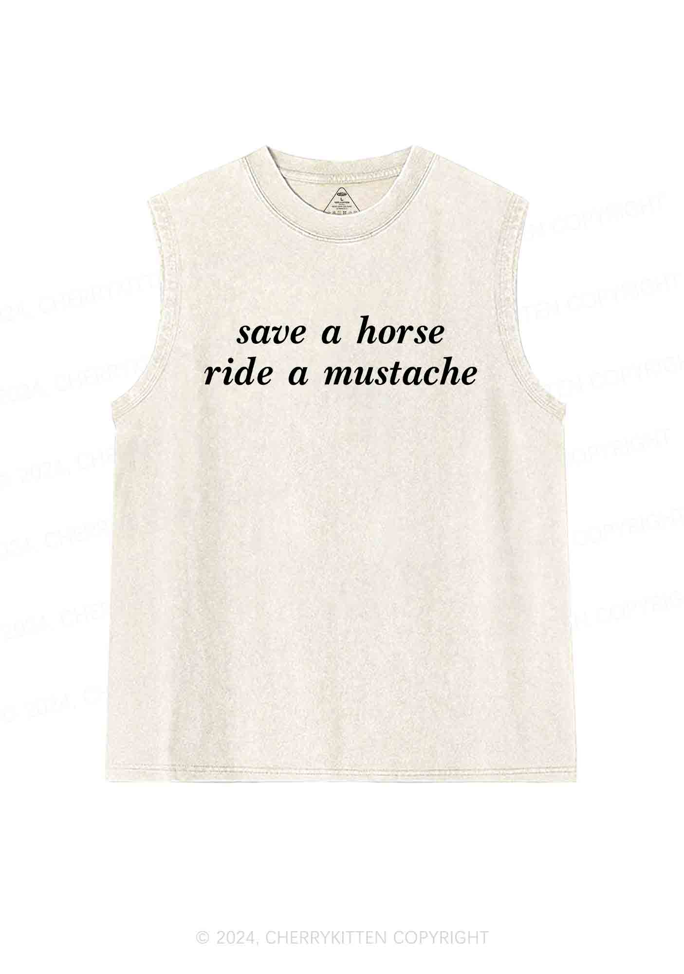 Ride A Mustache Y2K Washed Tank Cherrykitten - Image 4