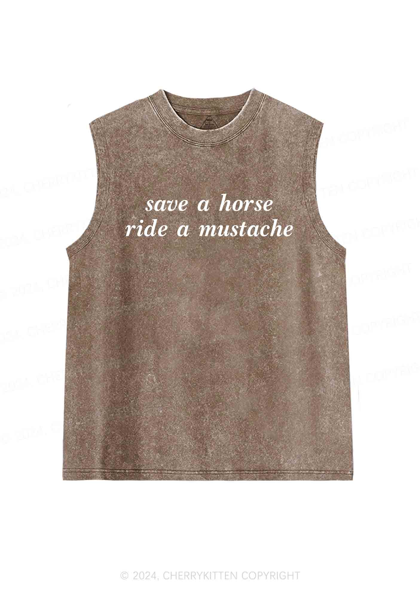 Ride A Mustache Y2K Washed Tank Cherrykitten - Image 5