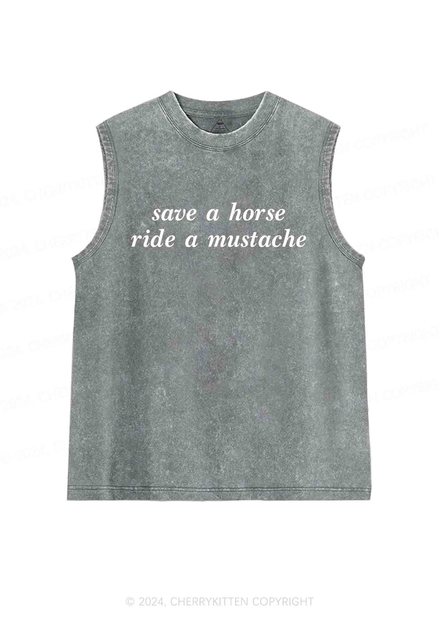 Ride A Mustache Y2K Washed Tank Cherrykitten - Image 6