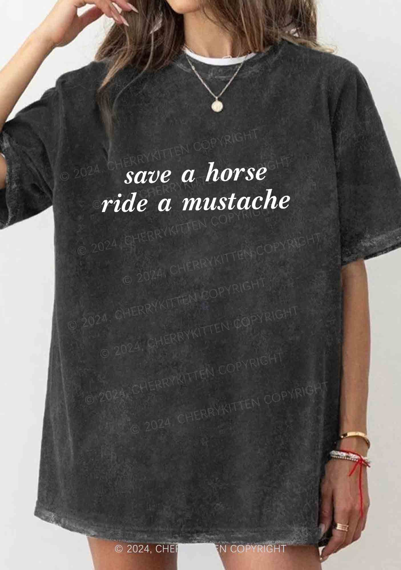 Ride A Mustache Y2K Washed Tee Cherrykitten - Image 2
