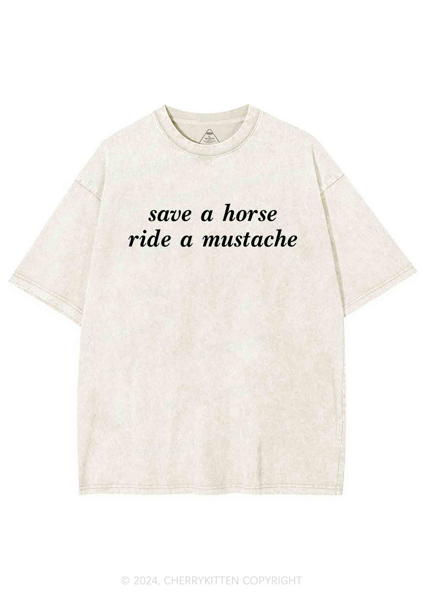 Ride A Mustache Y2K Washed Tee Cherrykitten - Image 4
