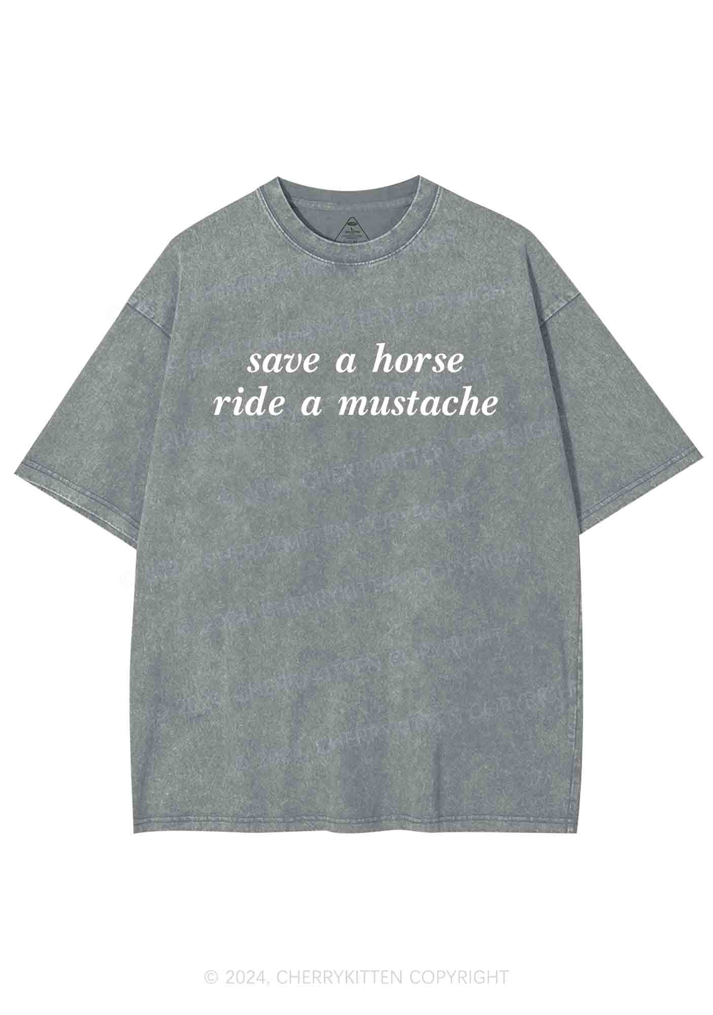 Ride A Mustache Y2K Washed Tee Cherrykitten - Image 6