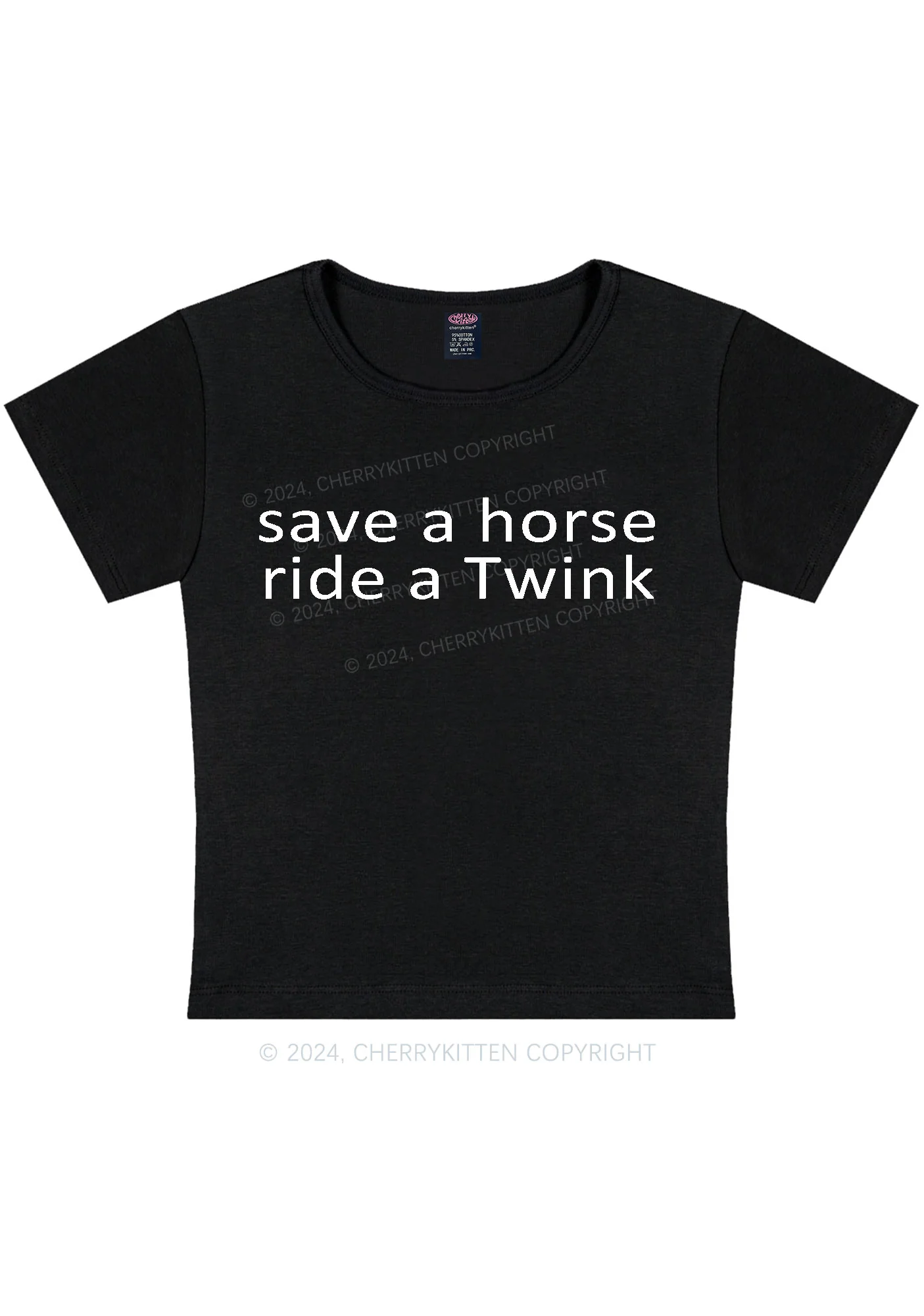Ride A Twink Y2K Baby Tee Cherrykitten - Image 3