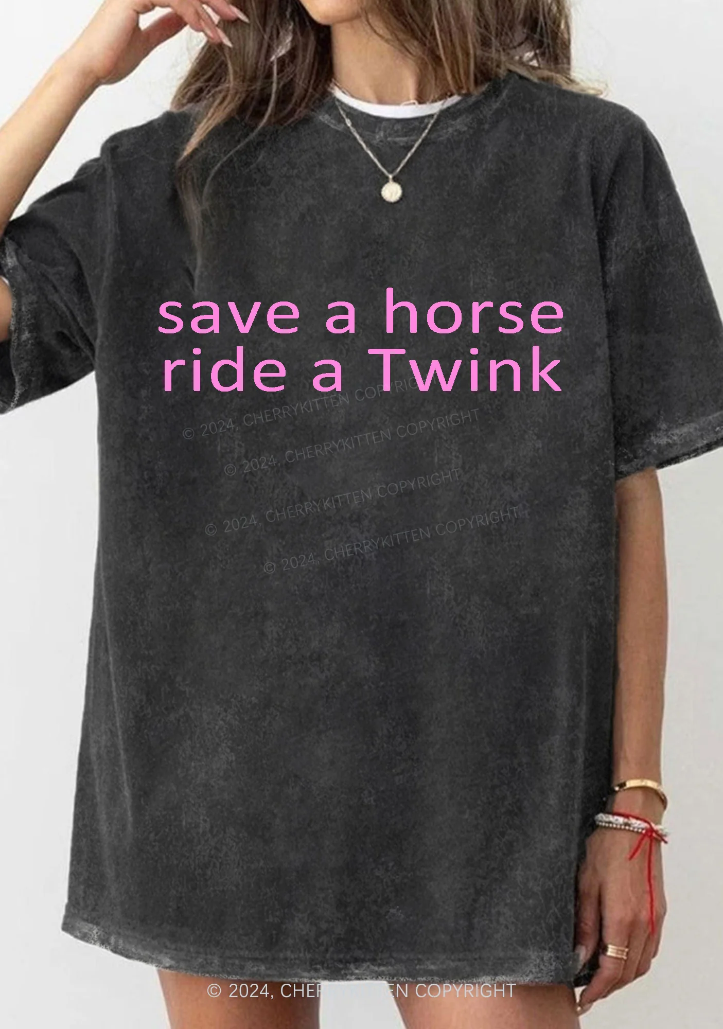 Ride A Twink Y2K Washed Tee Cherrykitten - Image 2