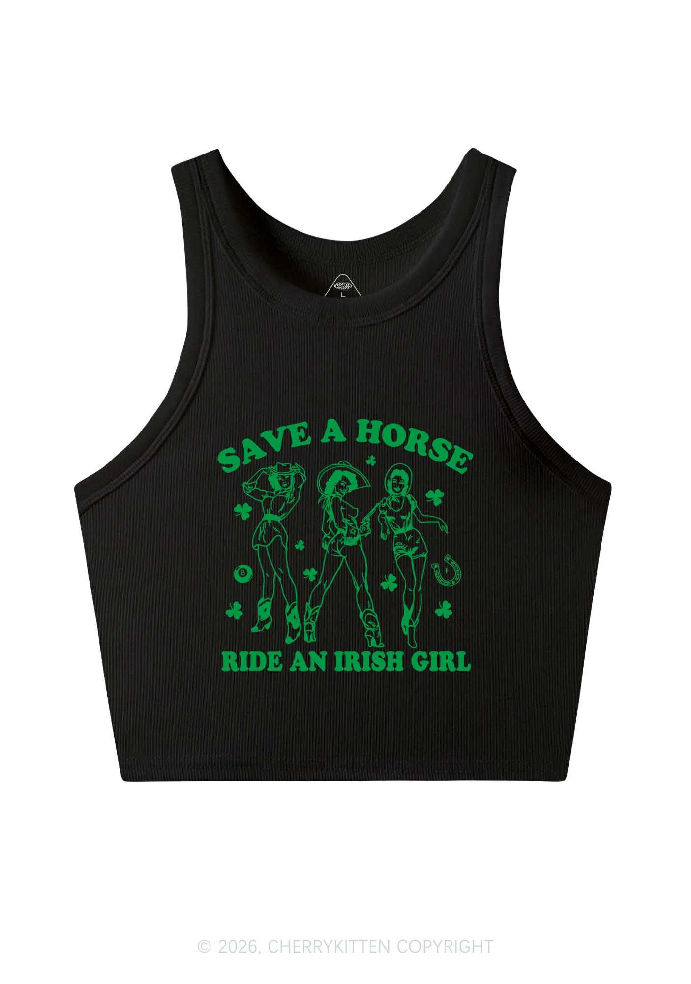 Ride An Irish Girl St Patricks Y2K Crop Tank Top Cherrykitten - Image 4