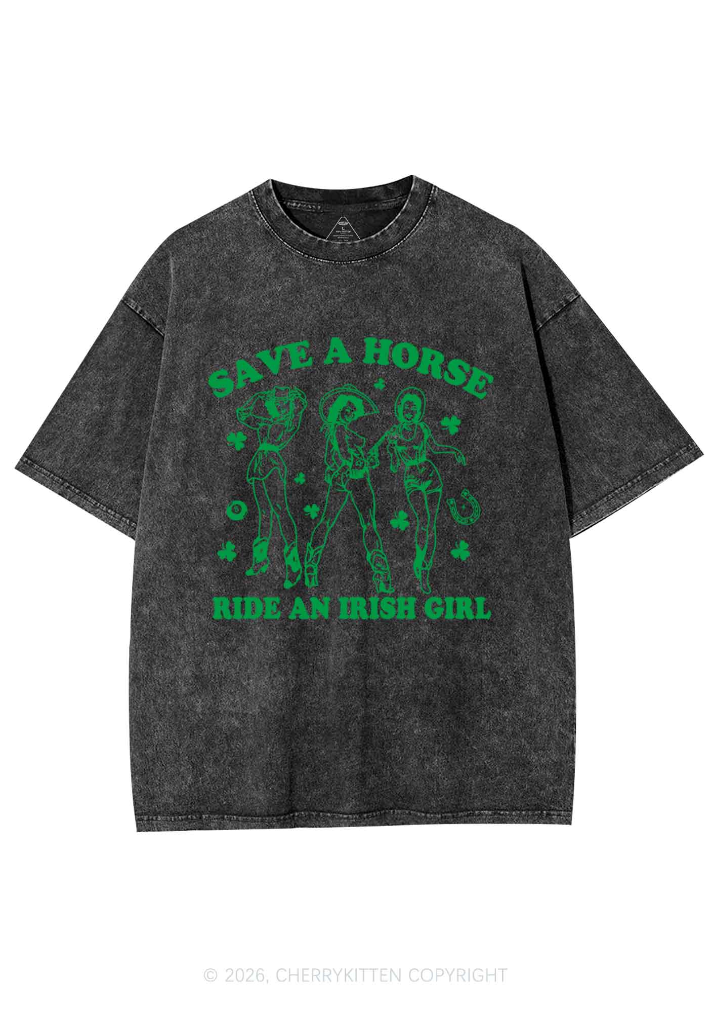 Ride An Irish Girl St Patricks Y2K Shirts Washed Tee Cherrykitten - Image 4