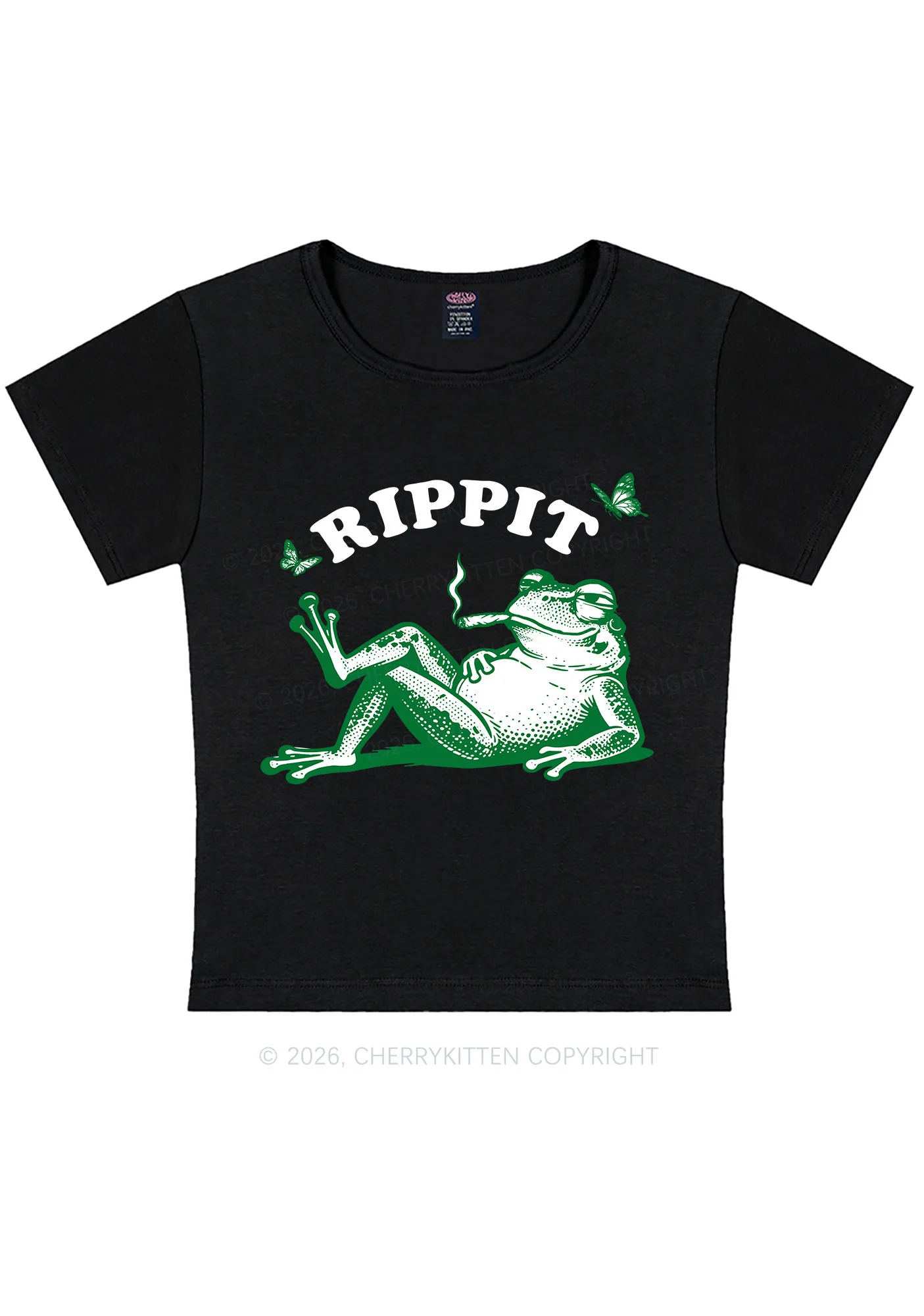 Rippit Frog Y2K Baby Tee Cherrykitten - Image 3