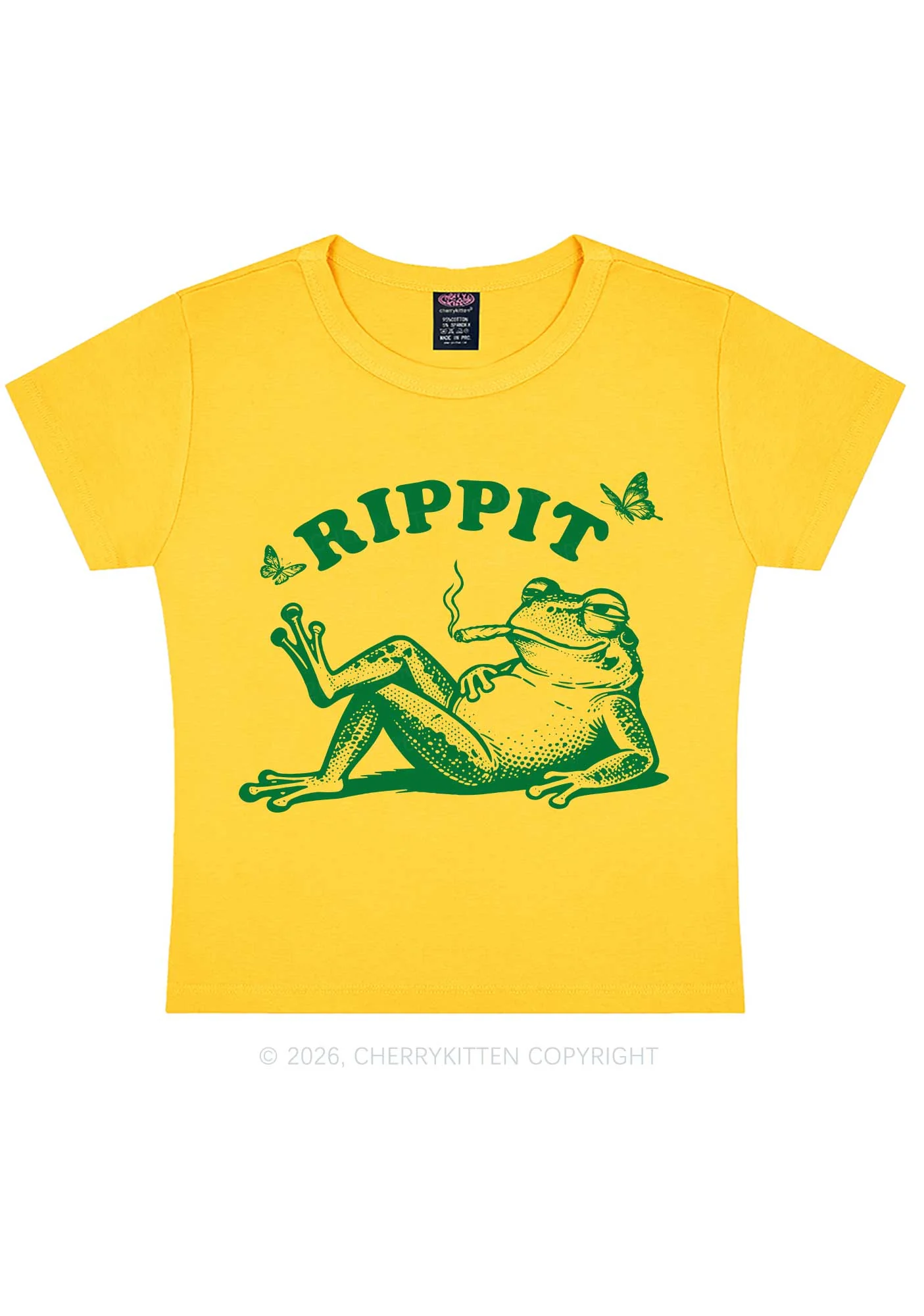 Rippit Frog Y2K Baby Tee Cherrykitten - Image 4