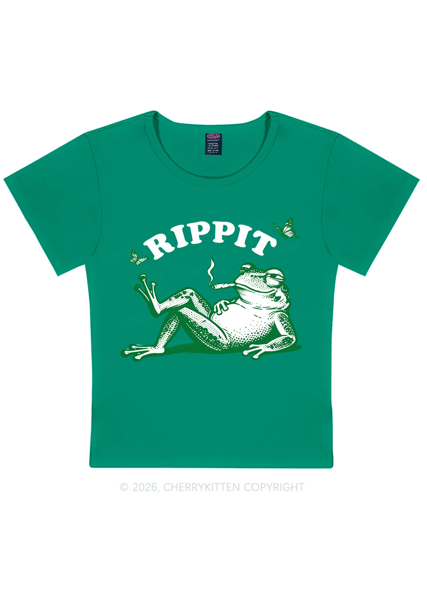 Rippit Frog Y2K Baby Tee Cherrykitten - Image 5