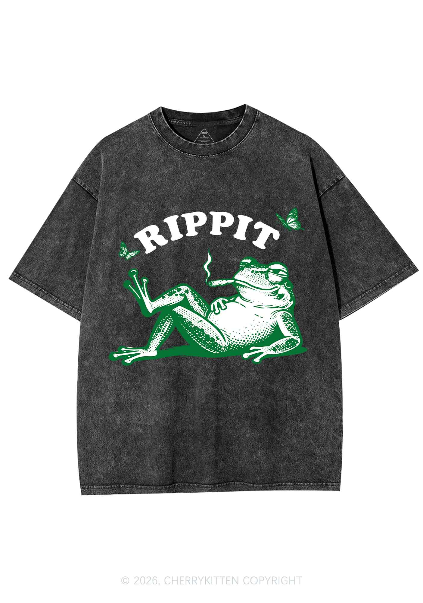 Rippit Frog Y2K Shirts Washed Tee Cherrykitten - Image 3
