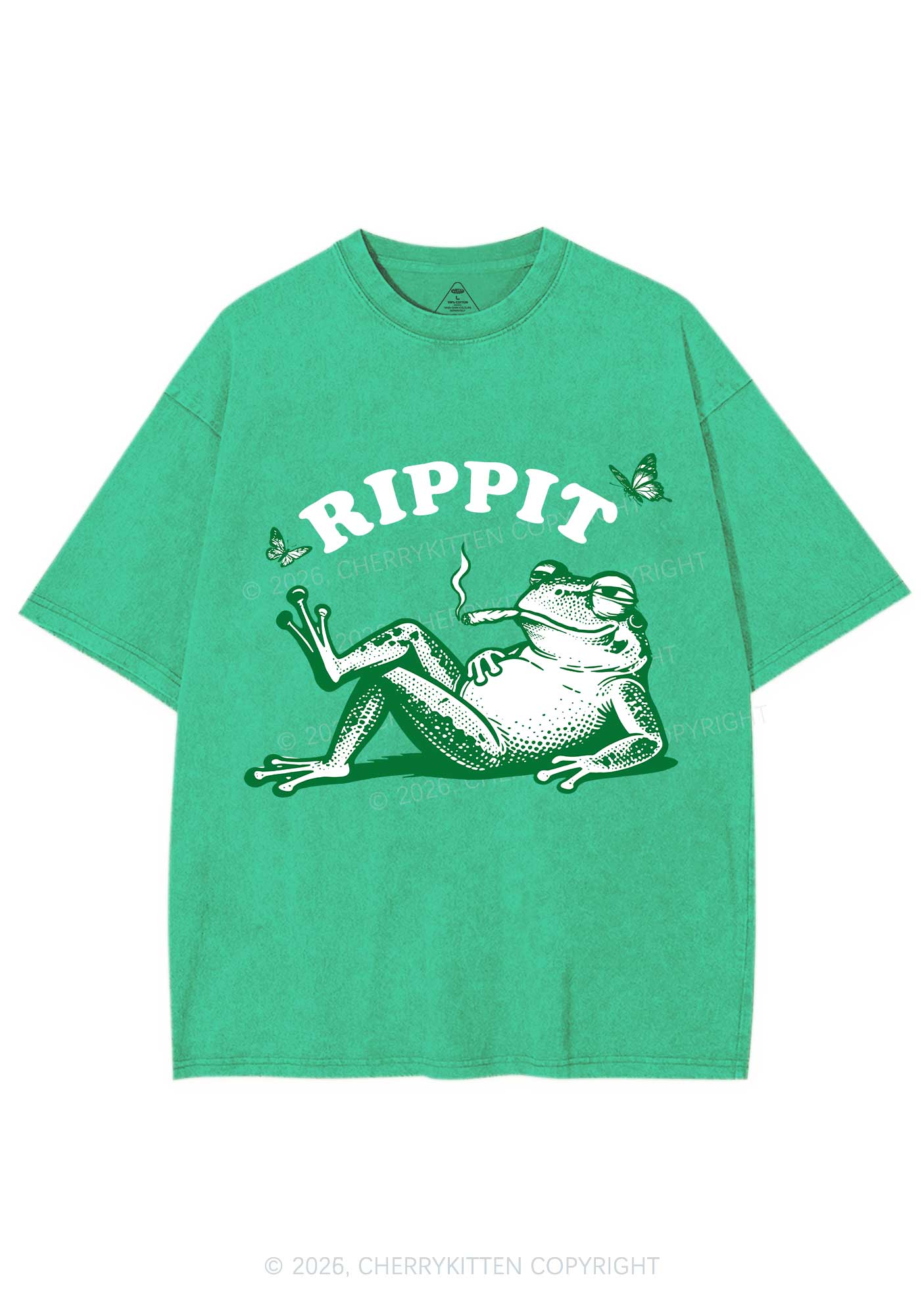 Rippit Frog Y2K Shirts Washed Tee Cherrykitten - Image 4