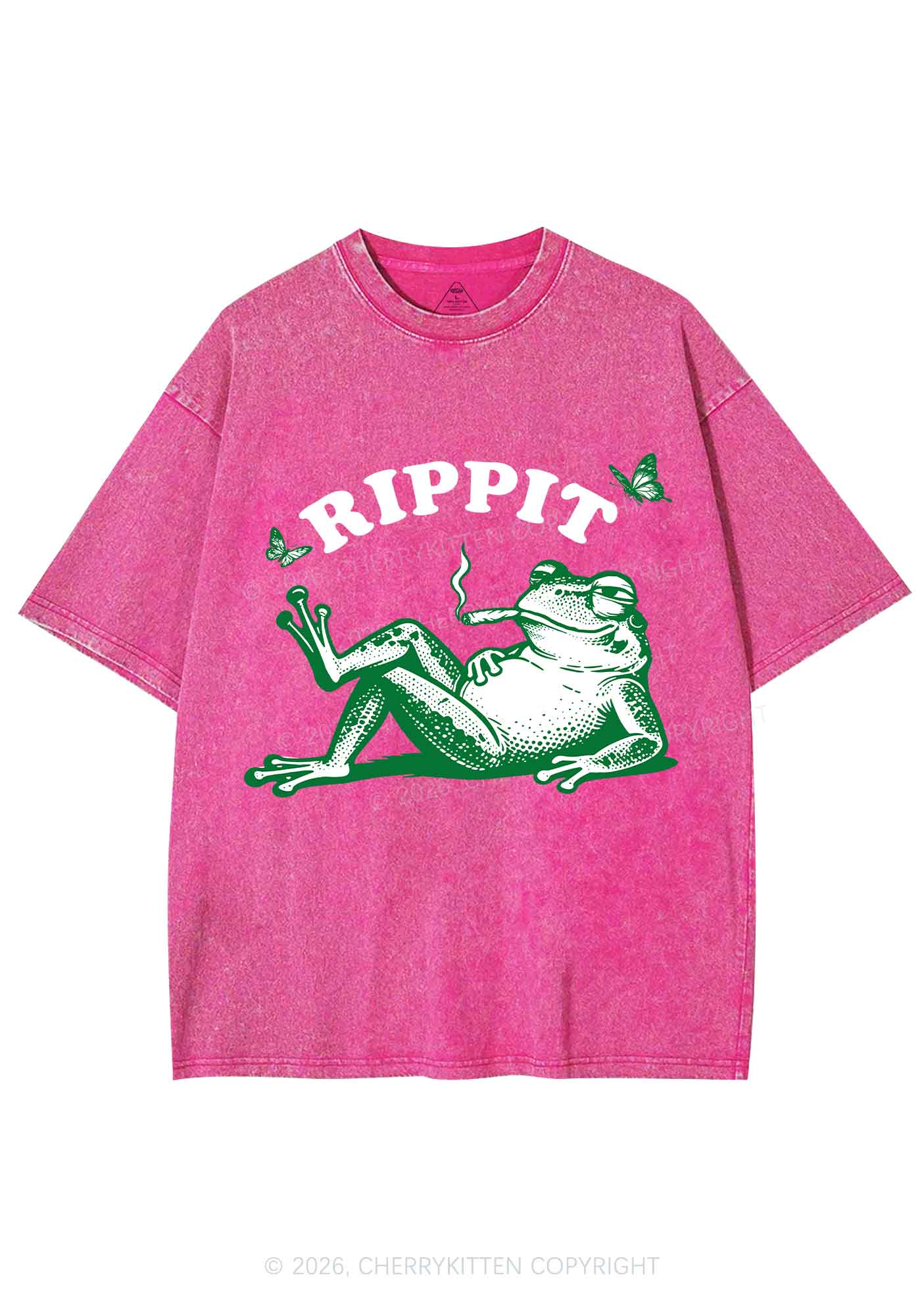 Rippit Frog Y2K Shirts Washed Tee Cherrykitten - Image 5