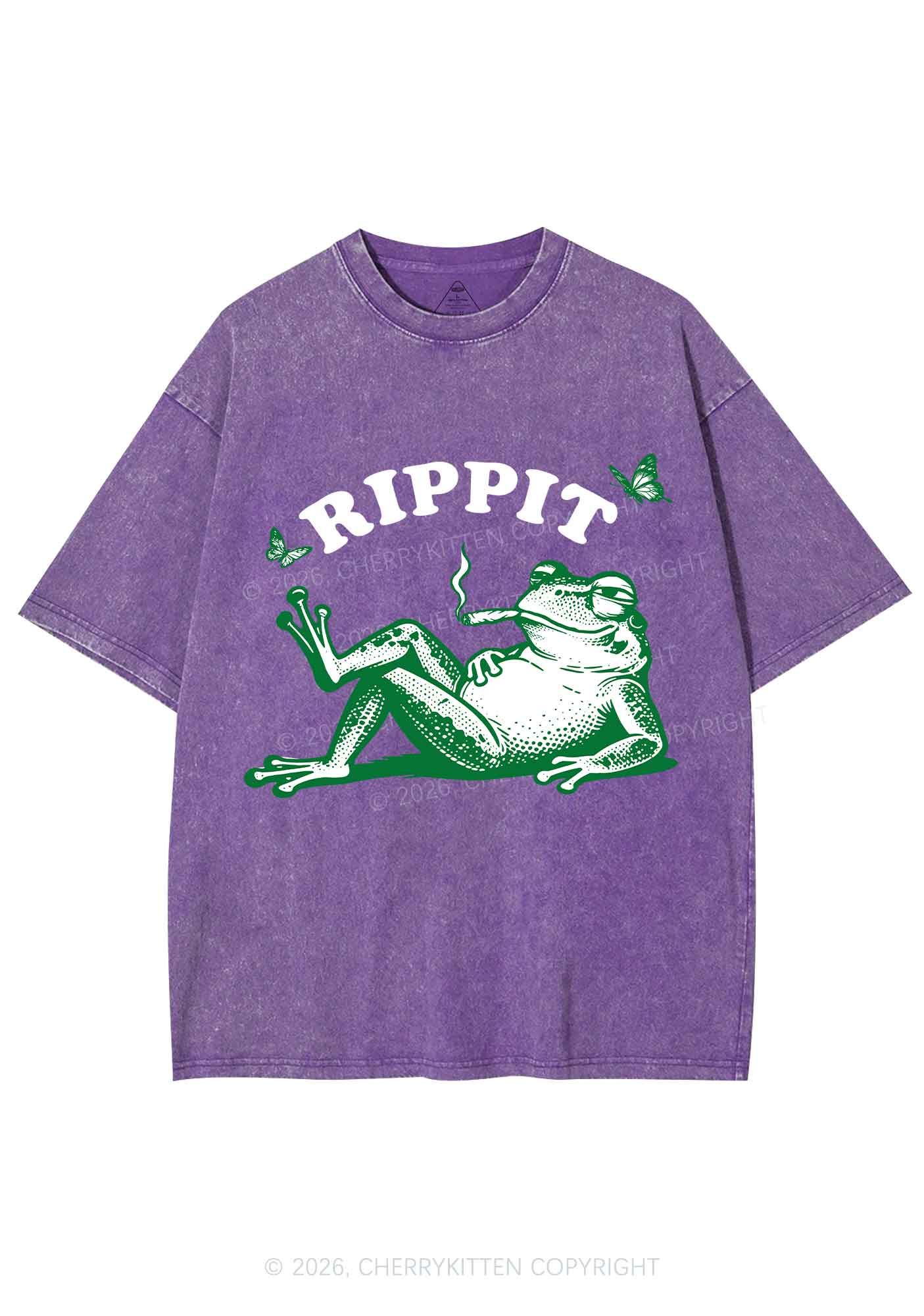 Rippit Frog Y2K Shirts Washed Tee Cherrykitten - Image 6