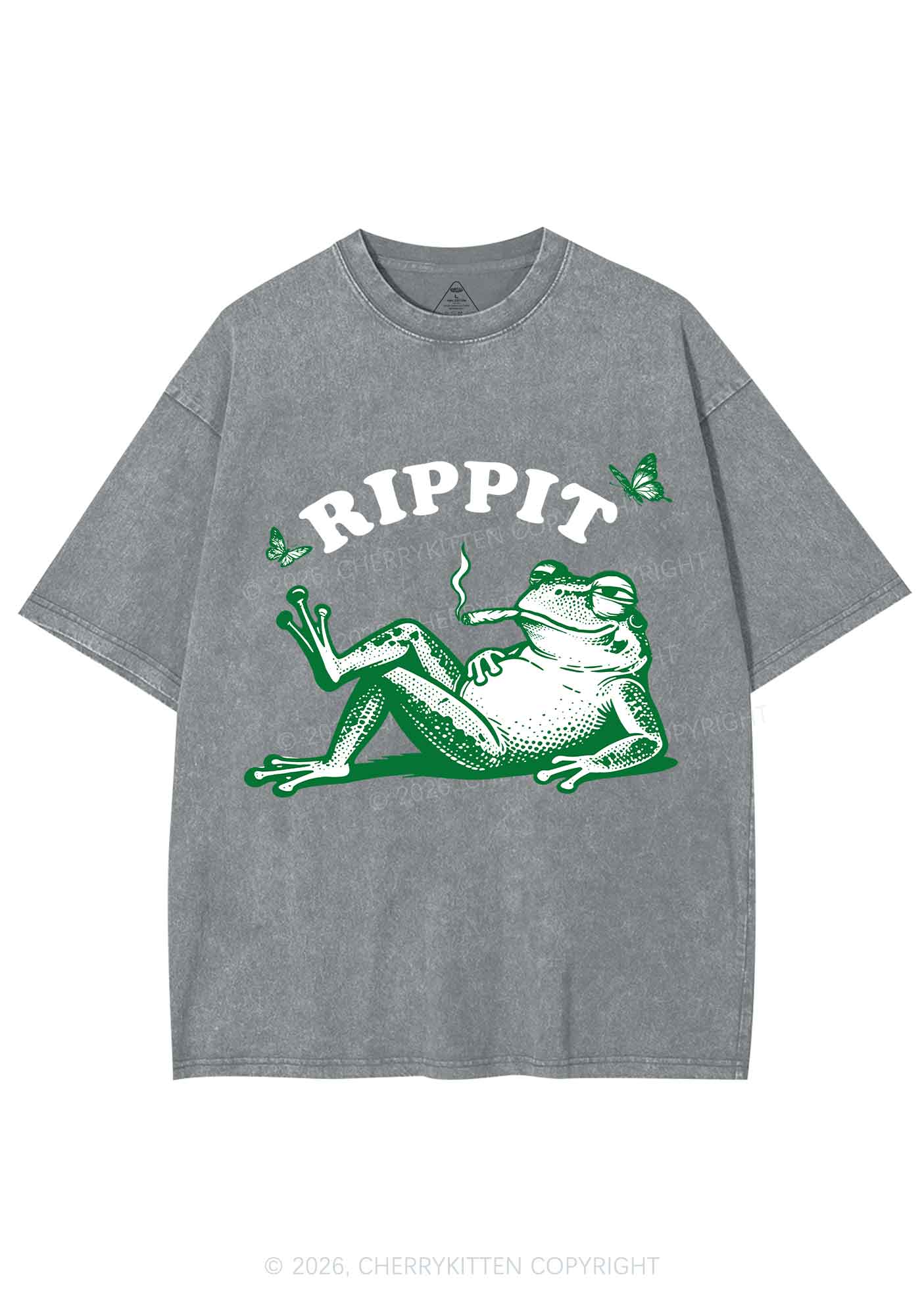 Rippit Frog Y2K Shirts Washed Tee Cherrykitten - Image 7