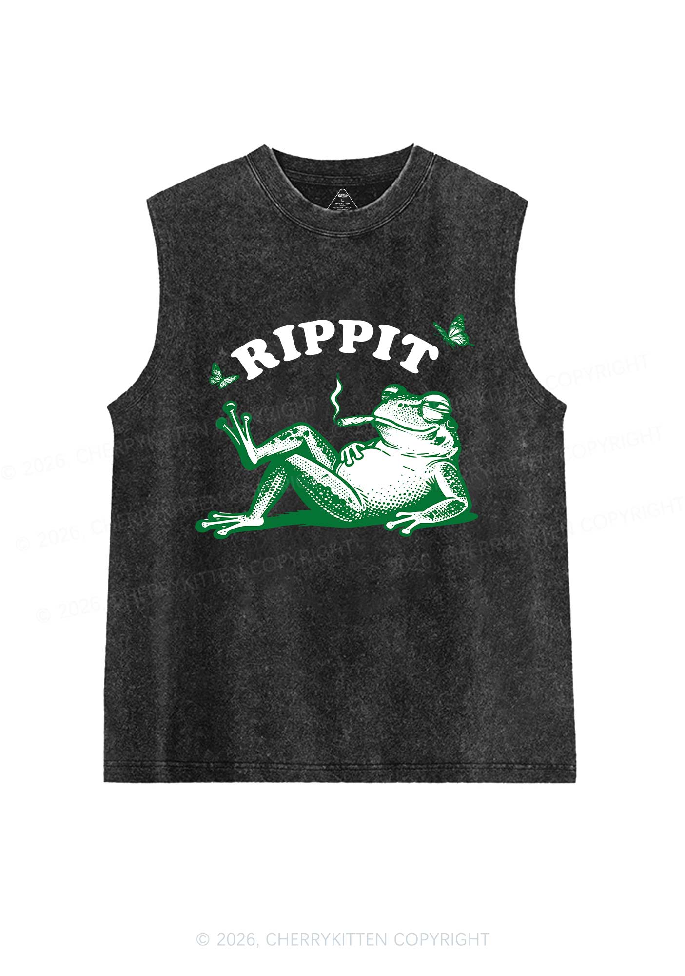 Rippit Frog Y2K Washed Muscle Tank Cherrykitten - Image 3