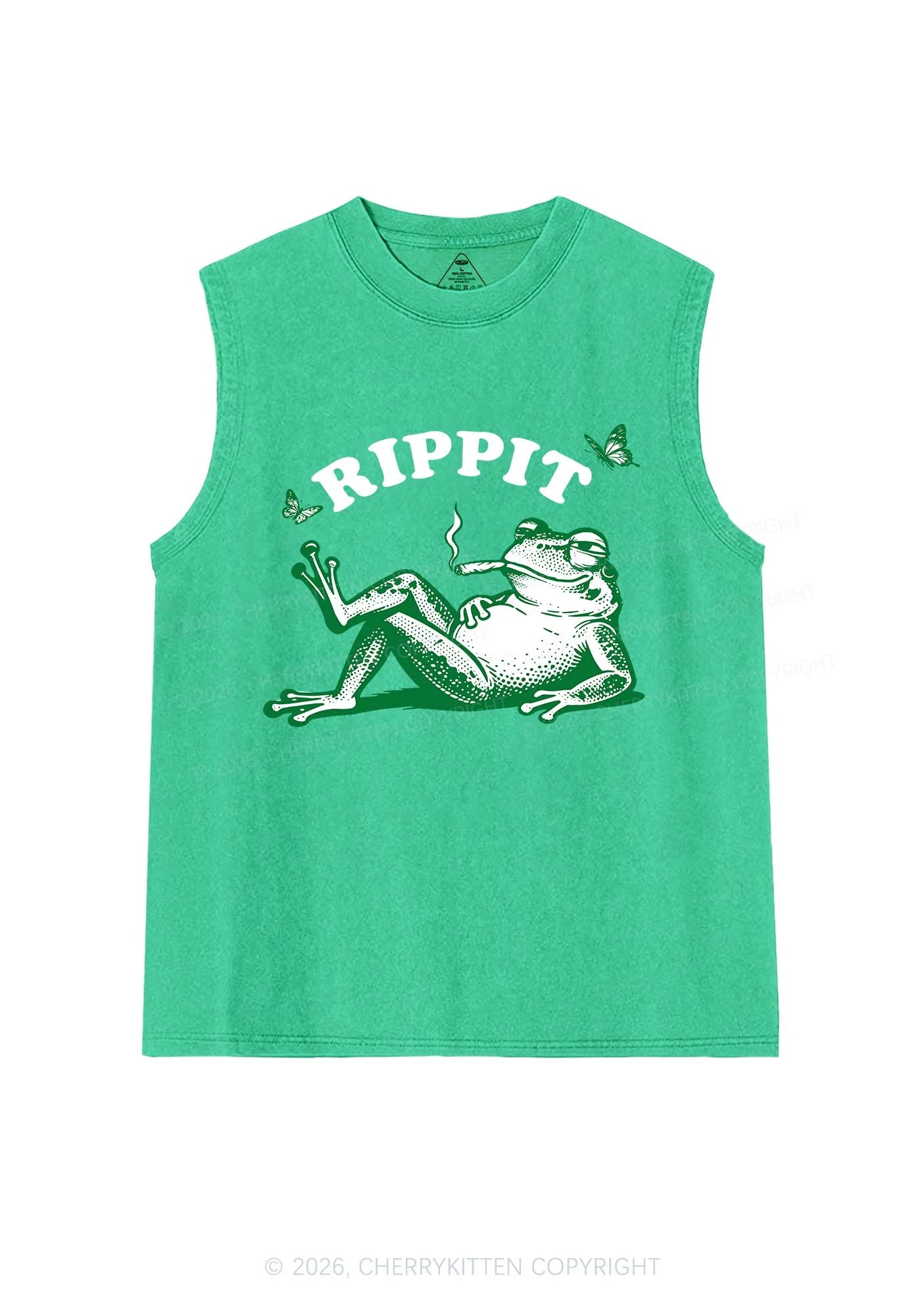 Rippit Frog Y2K Washed Muscle Tank Cherrykitten - Image 4